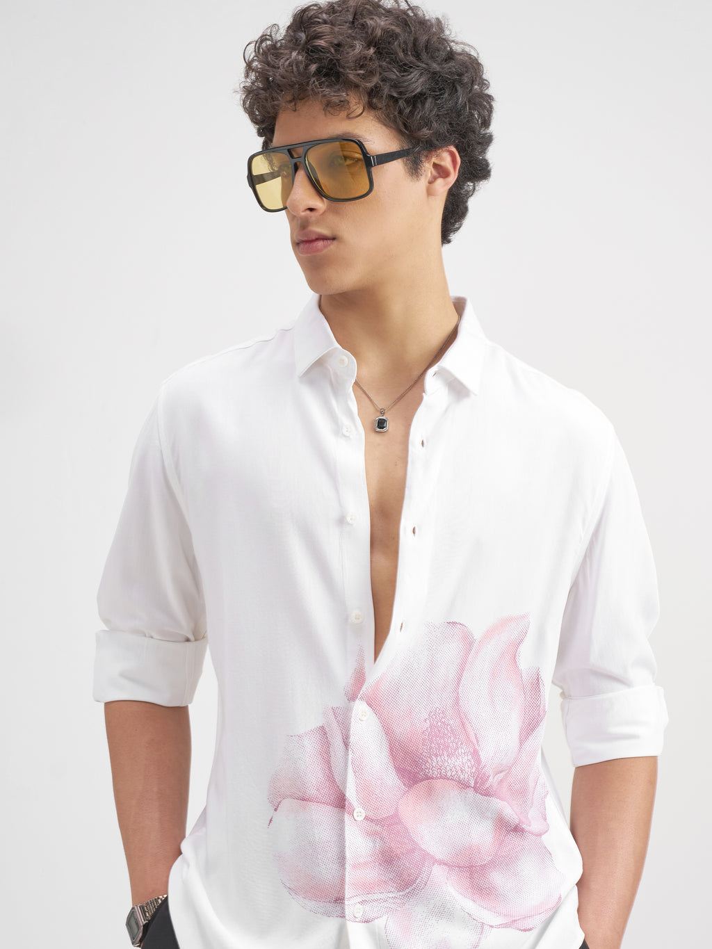 Highlander Men White Printed Regular Fit Casual Shirt - White - Image 1