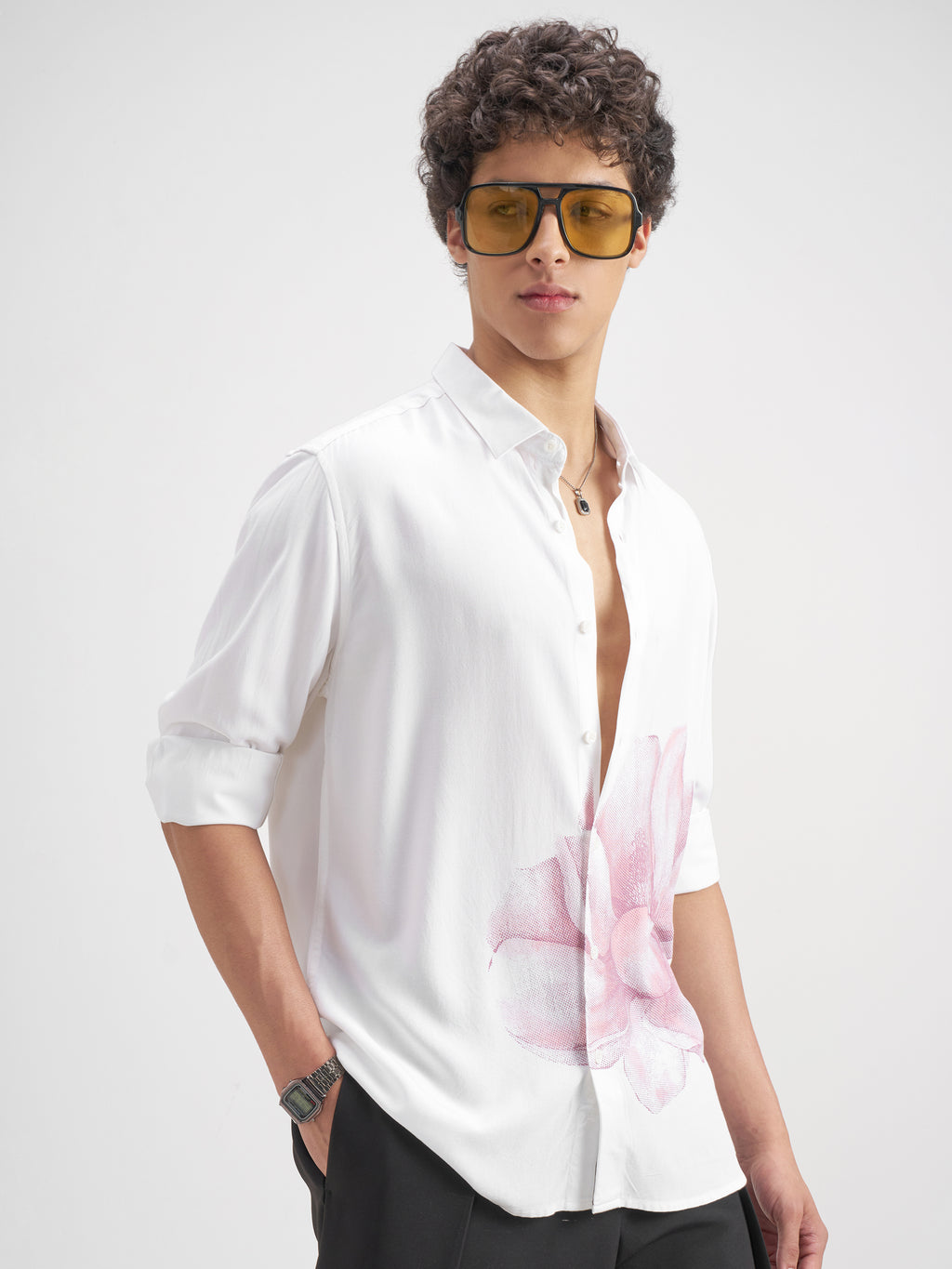 Highlander Men White Printed Regular Fit Casual Shirt - White - Image 6