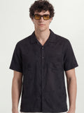 Highlander Men Black Self Design Relaxed Fit Casual Shirt - Black - Image 1