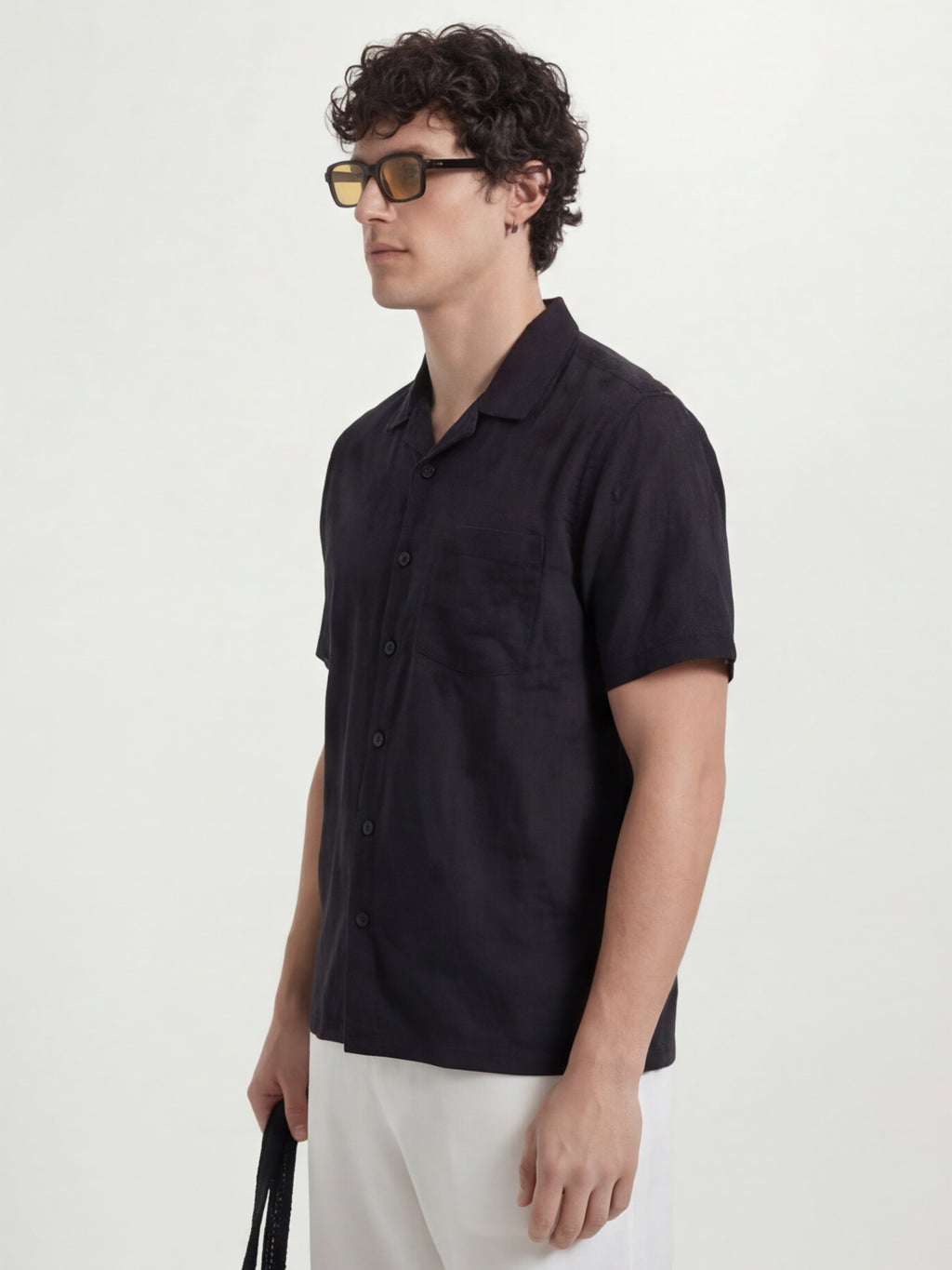 Highlander Men Black Self Design Relaxed Fit Casual Shirt - Black - Image 4