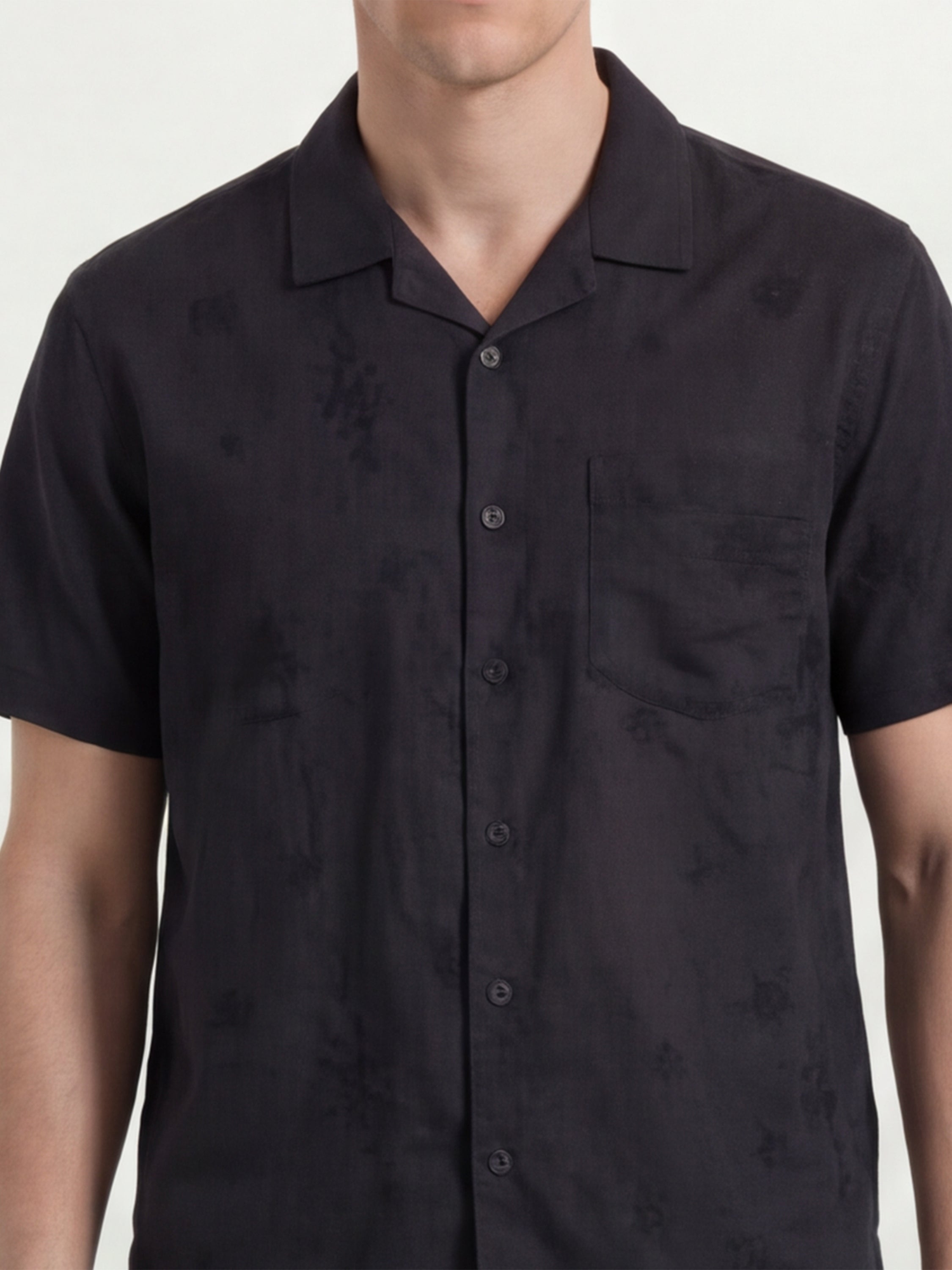 Highlander Men Black Self Design Relaxed Fit Casual Shirt - Black - Image 5