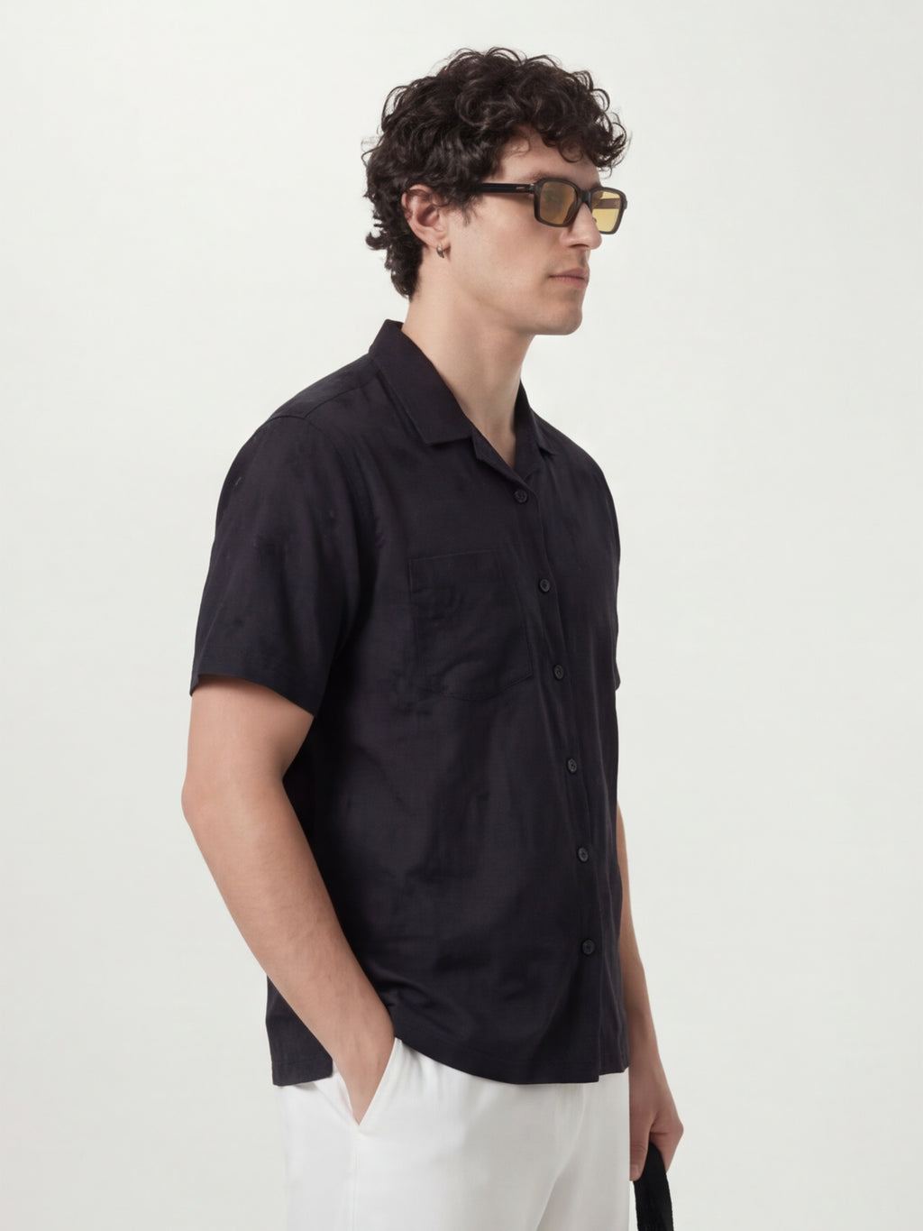 Highlander Men Black Self Design Relaxed Fit Casual Shirt - Black - Image 6
