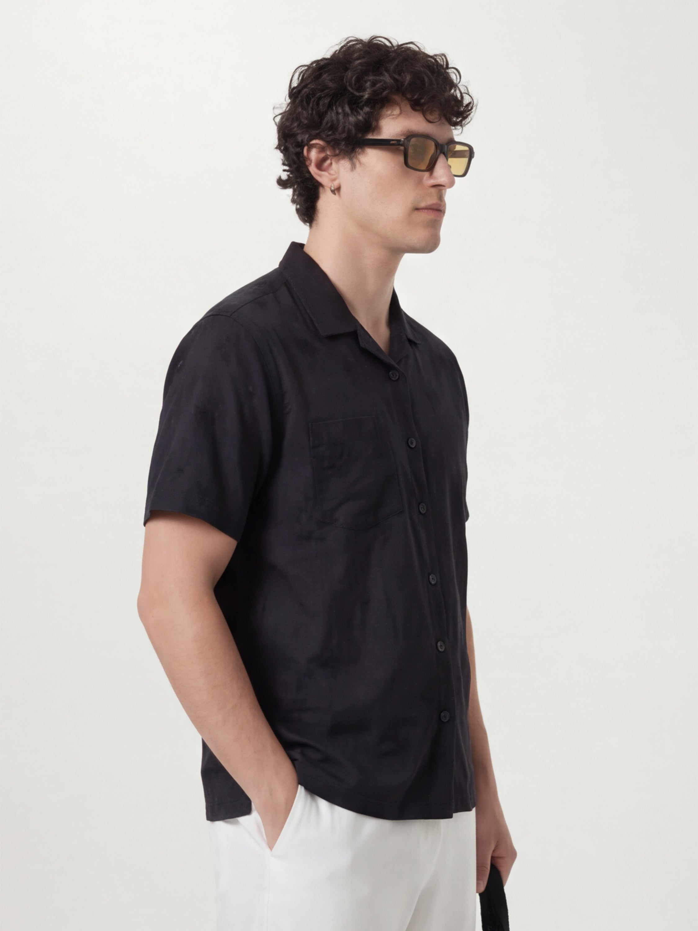 Highlander Men Black Self Design Relaxed Fit Casual Shirt - Black - Image 6