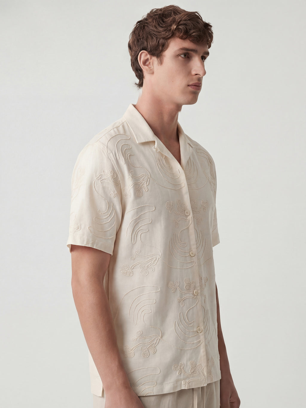 Highlander Men Cream Embroidered Regular Fit Casual Shirt - Cream - Image 6