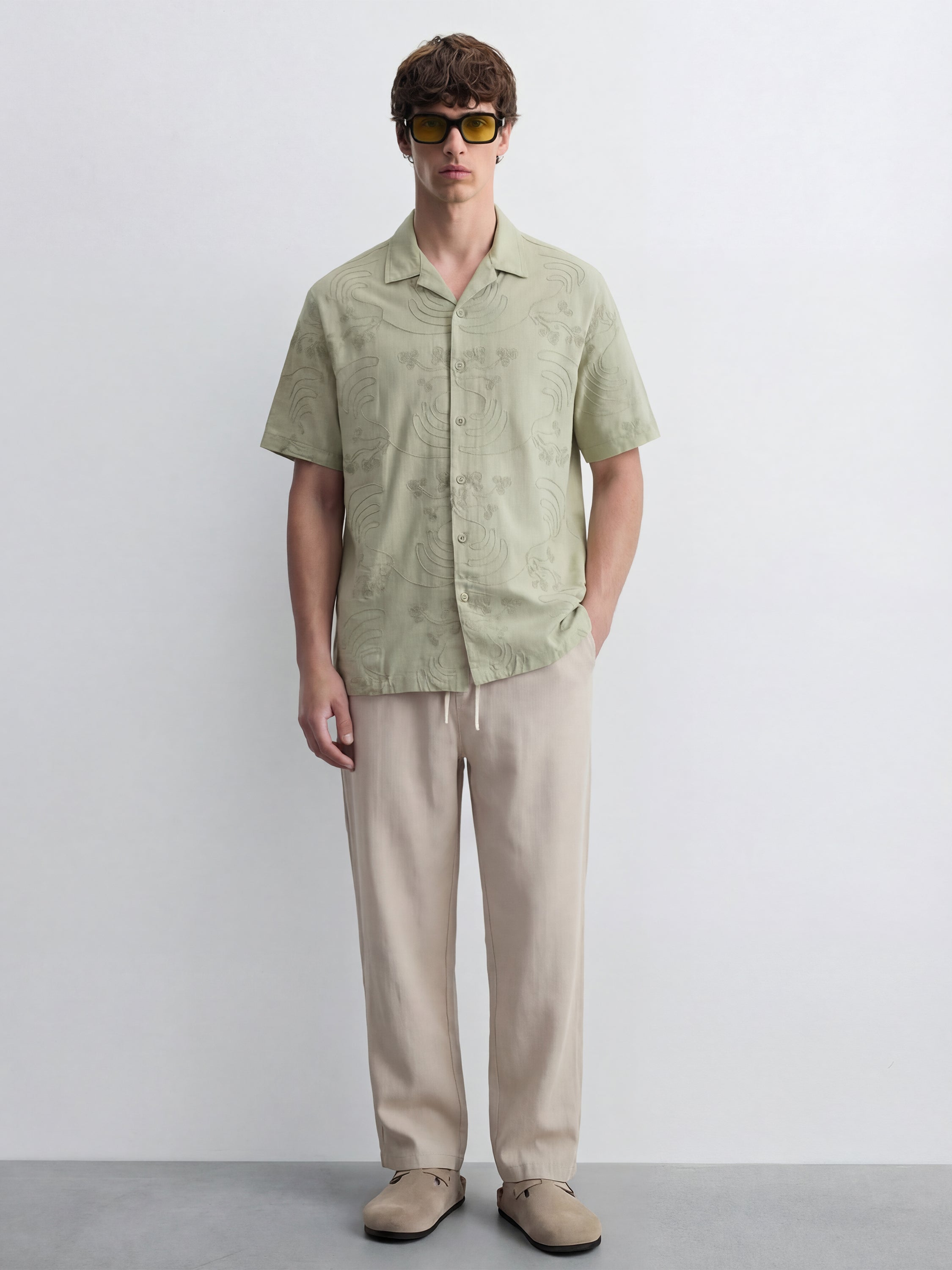 Highlander Men Green Embroidered Relaxed Fit Casual Shirt - Green - Image 2