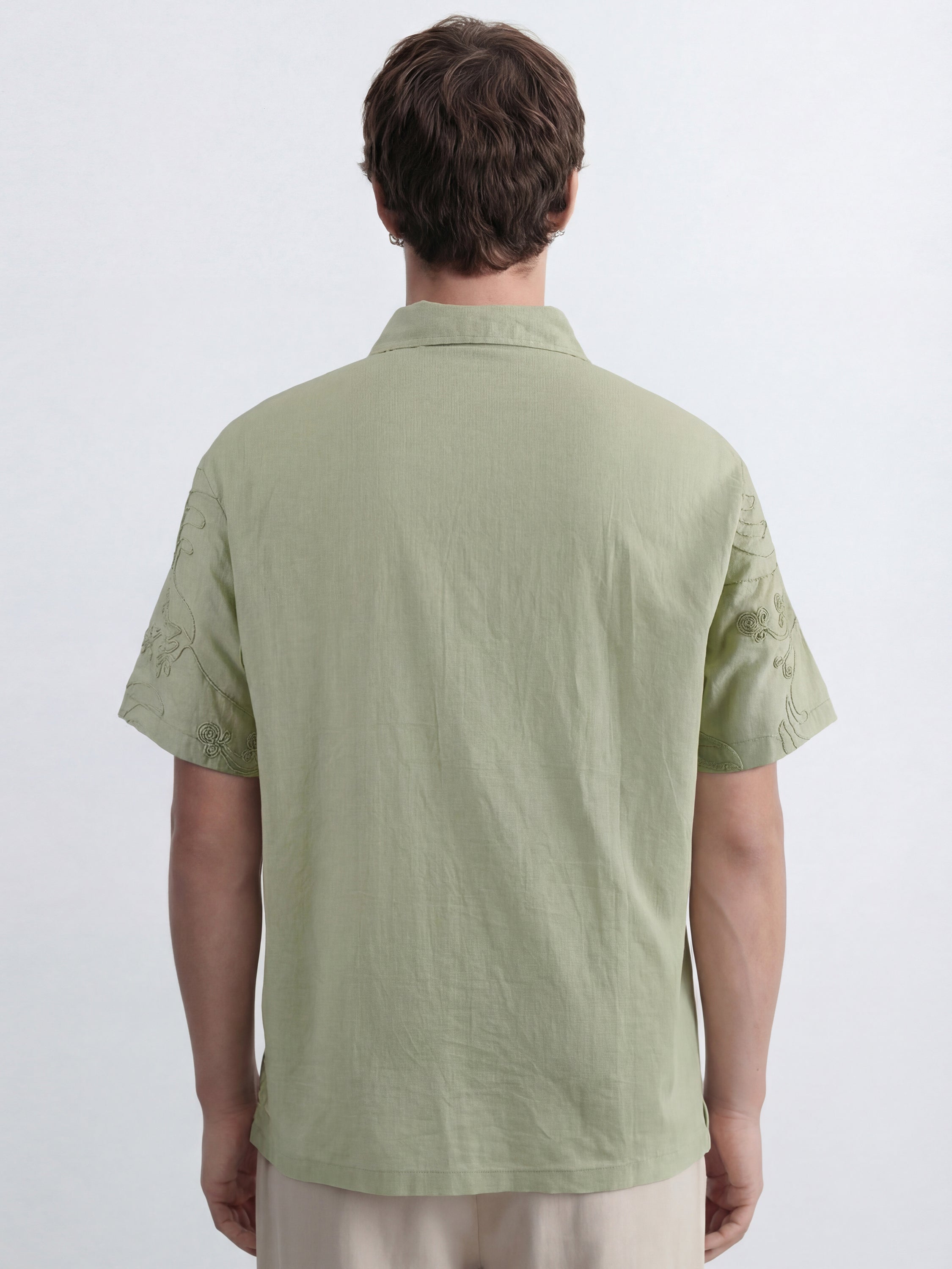 Highlander Men Green Embroidered Relaxed Fit Casual Shirt - Green - Image 3