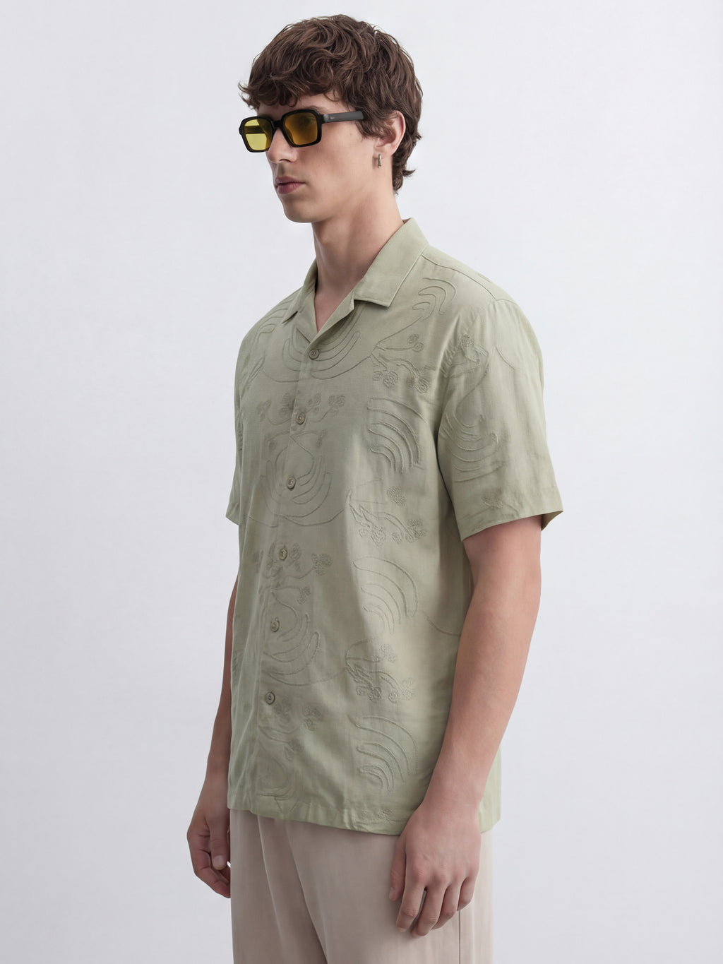 Highlander Men Green Embroidered Relaxed Fit Casual Shirt - Green - Image 4