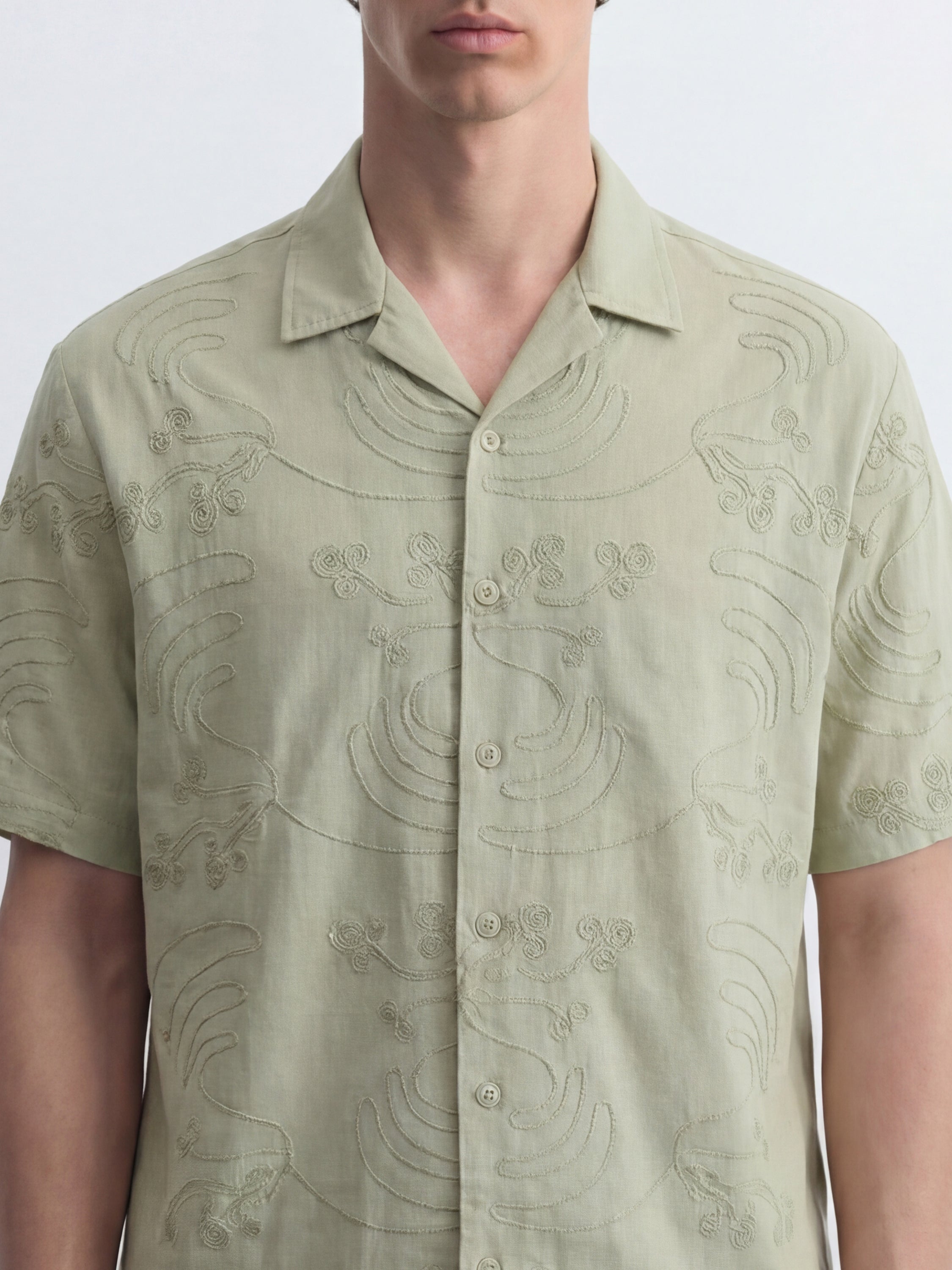 Highlander Men Green Embroidered Relaxed Fit Casual Shirt - Green - Image 5