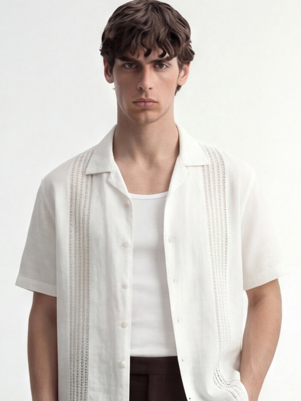 Highlander Men White Self Design Relaxed Fit Casual Shirt - White - Image 1