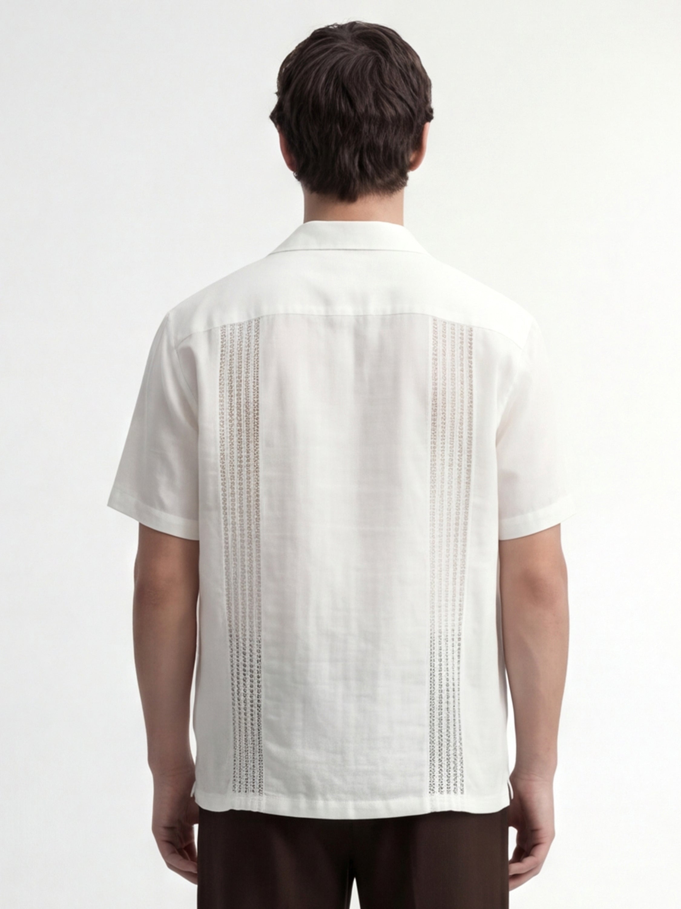 Highlander Men White Self Design Relaxed Fit Casual Shirt - White - Image 3