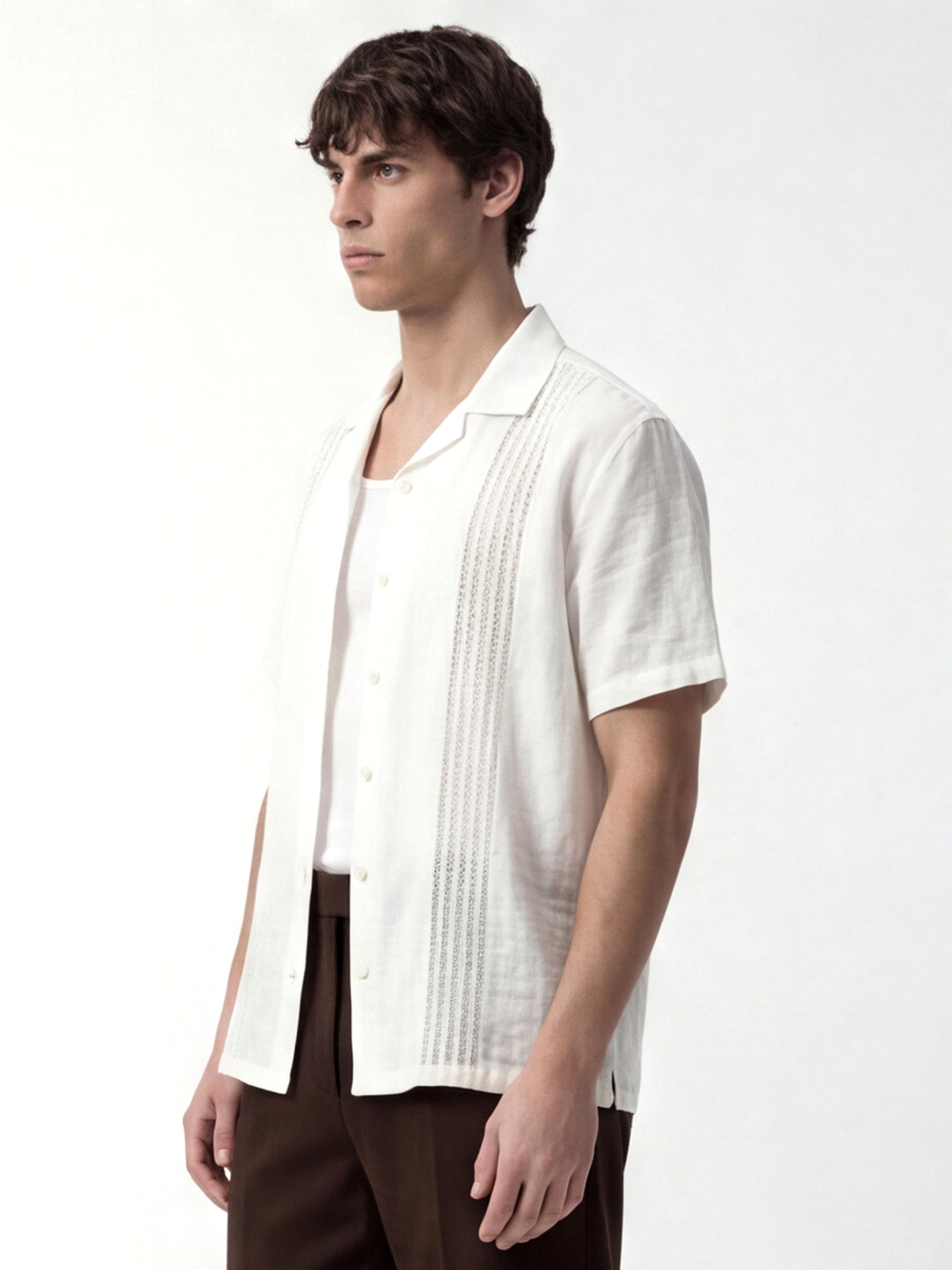 Highlander Men White Self Design Relaxed Fit Casual Shirt - White - Image 4