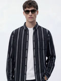 Highlander Men Black Striped Slim Fit Casual Shirt - Black - Image 1