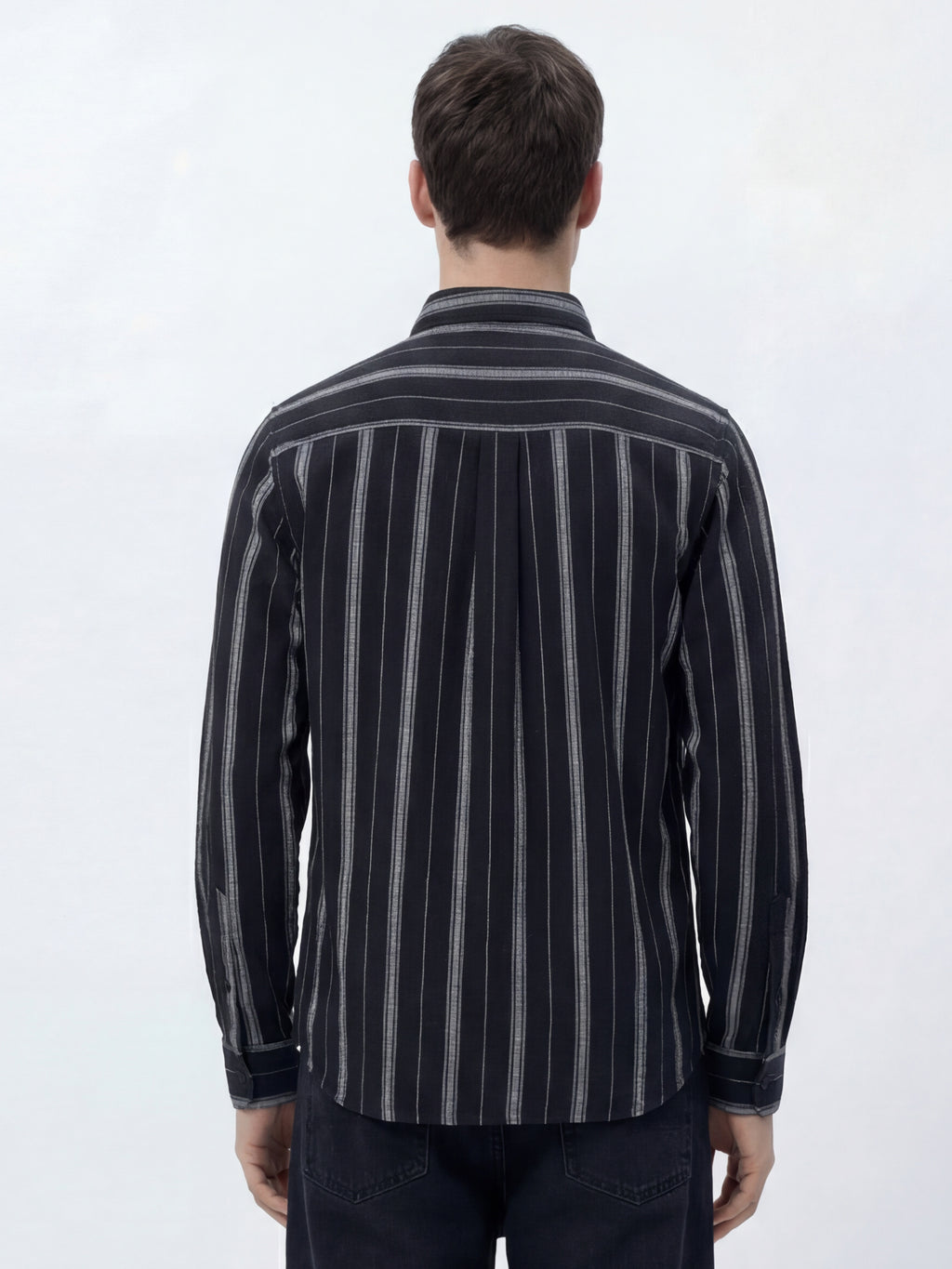 Highlander Men Black Striped Slim Fit Casual Shirt - Black - Image 3