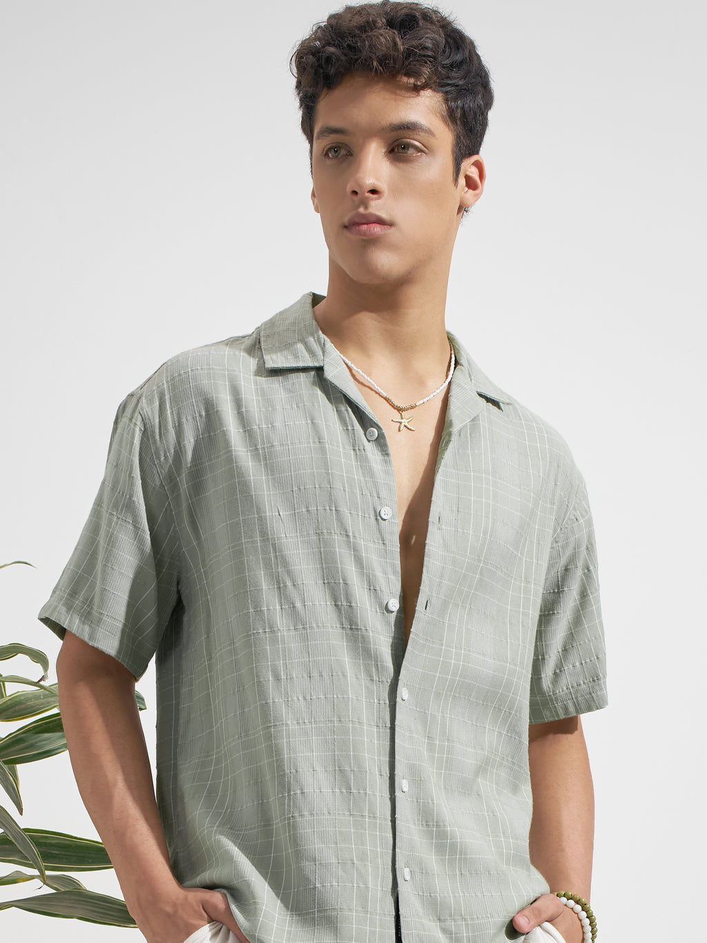 Highlander Men Green Checked Relaxed Fit Casual Shirt