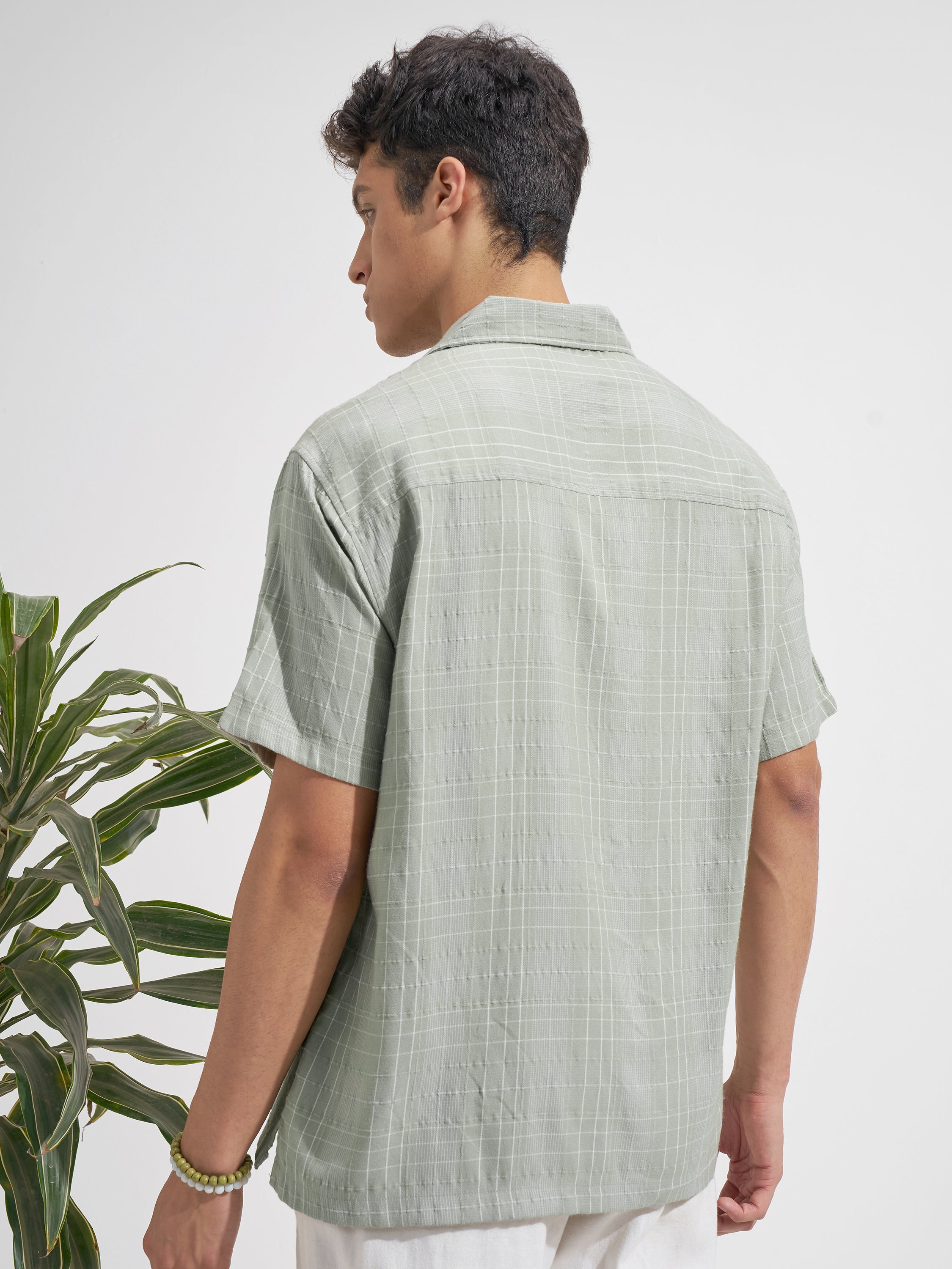 Highlander Men Green Checked Relaxed Fit Casual Shirt