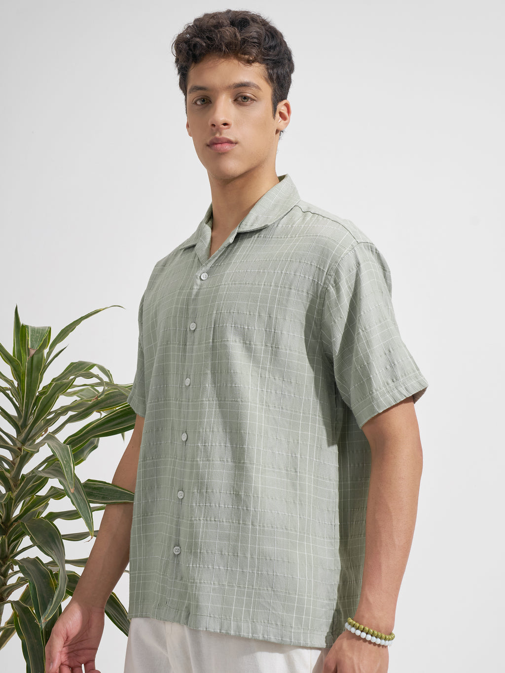Highlander Men Green Checked Relaxed Fit Casual Shirt