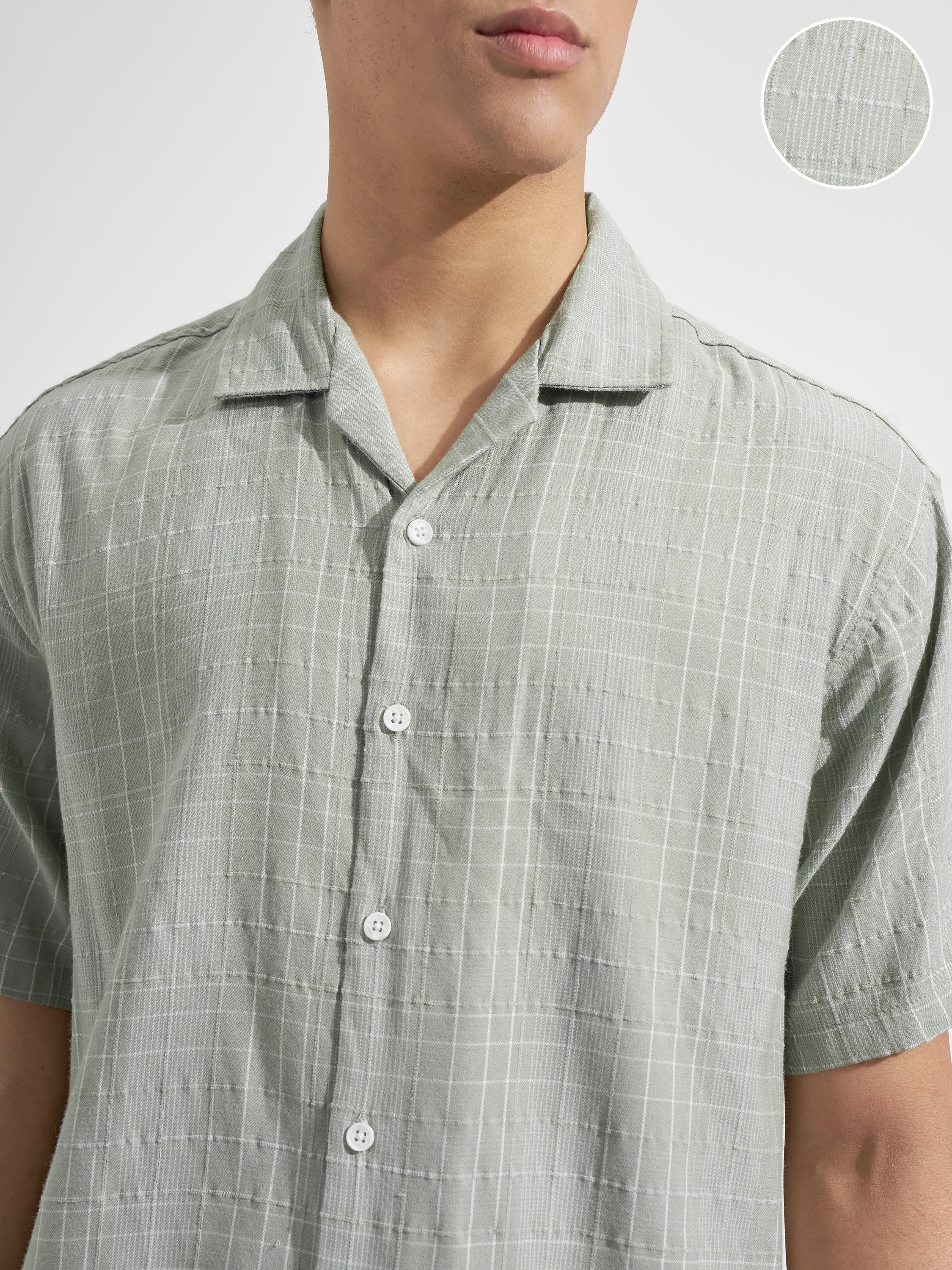 Highlander Men Green Checked Relaxed Fit Casual Shirt