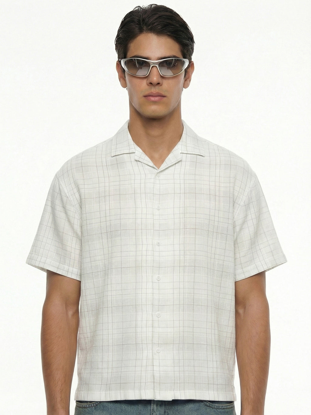 Highlander Men Cream Checked Relaxed Fit Casual Shirt - Cream - Image 1