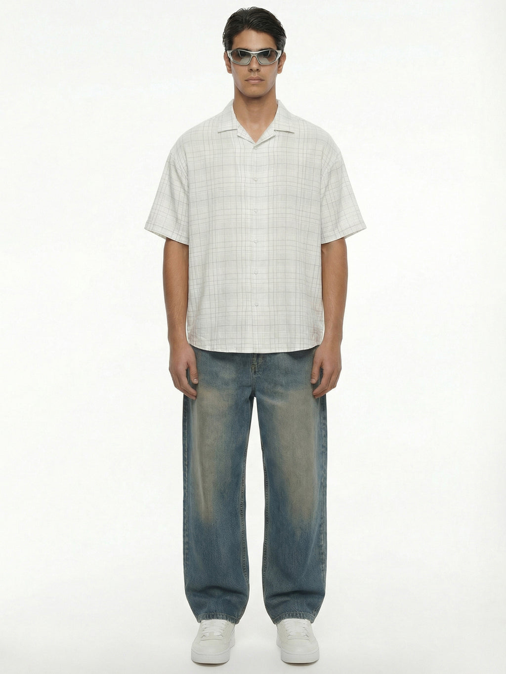 Highlander Men Cream Checked Relaxed Fit Casual Shirt - Cream - Image 2