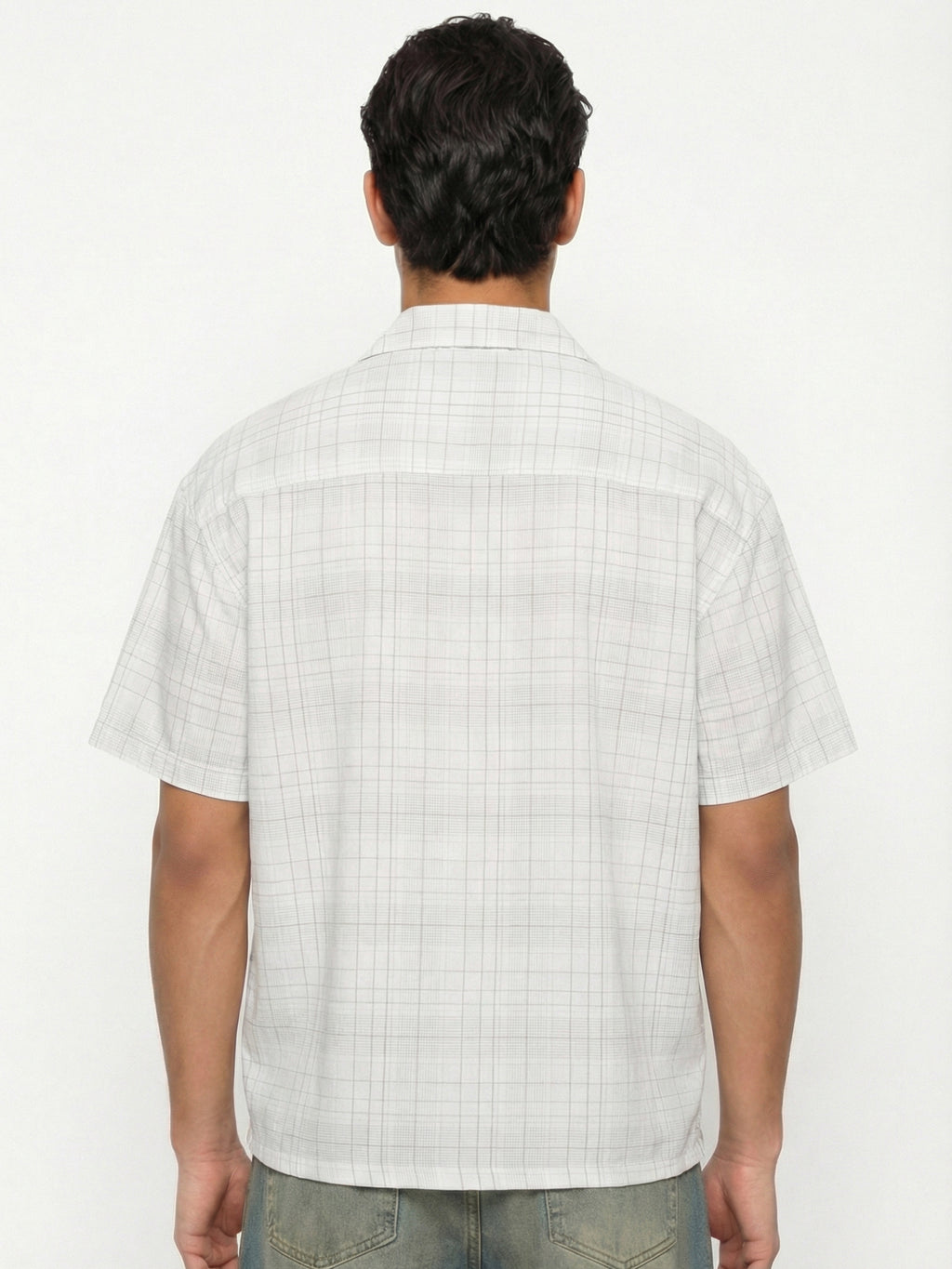 Highlander Men Cream Checked Relaxed Fit Casual Shirt - Cream - Image 3