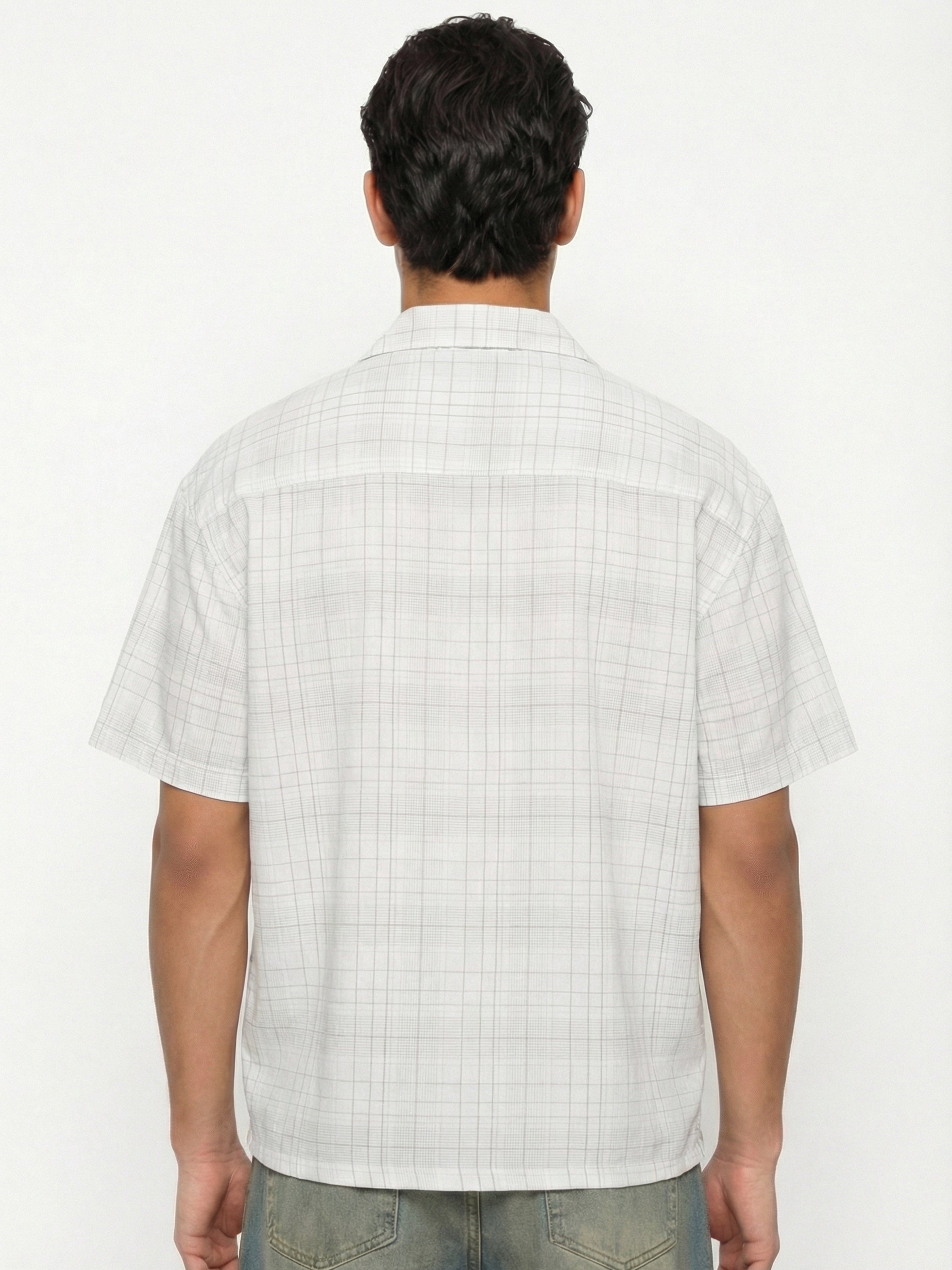 Highlander Men Cream Checked Relaxed Fit Casual Shirt - Cream - Image 3