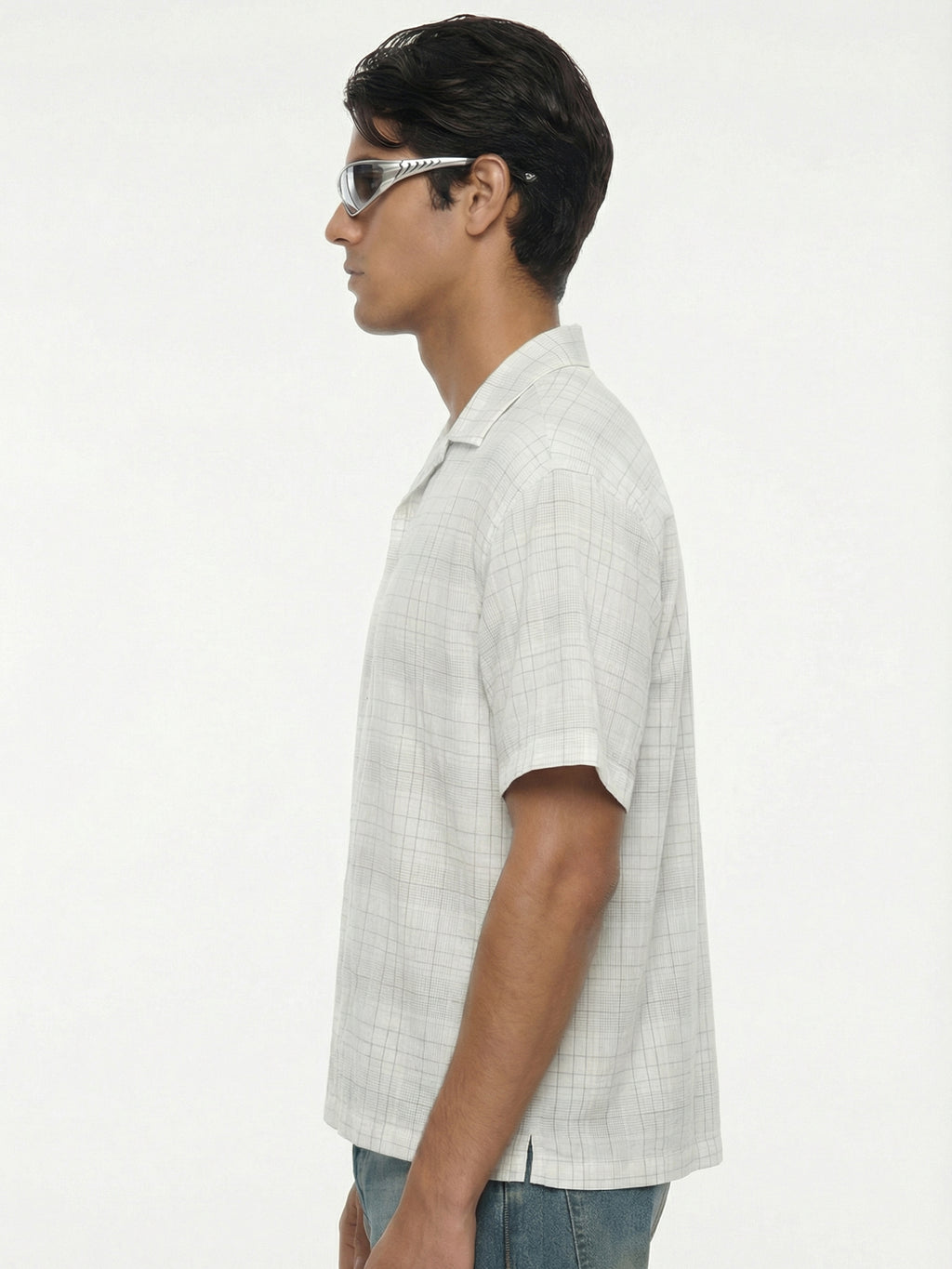 Highlander Men Cream Checked Relaxed Fit Casual Shirt - Cream - Image 4