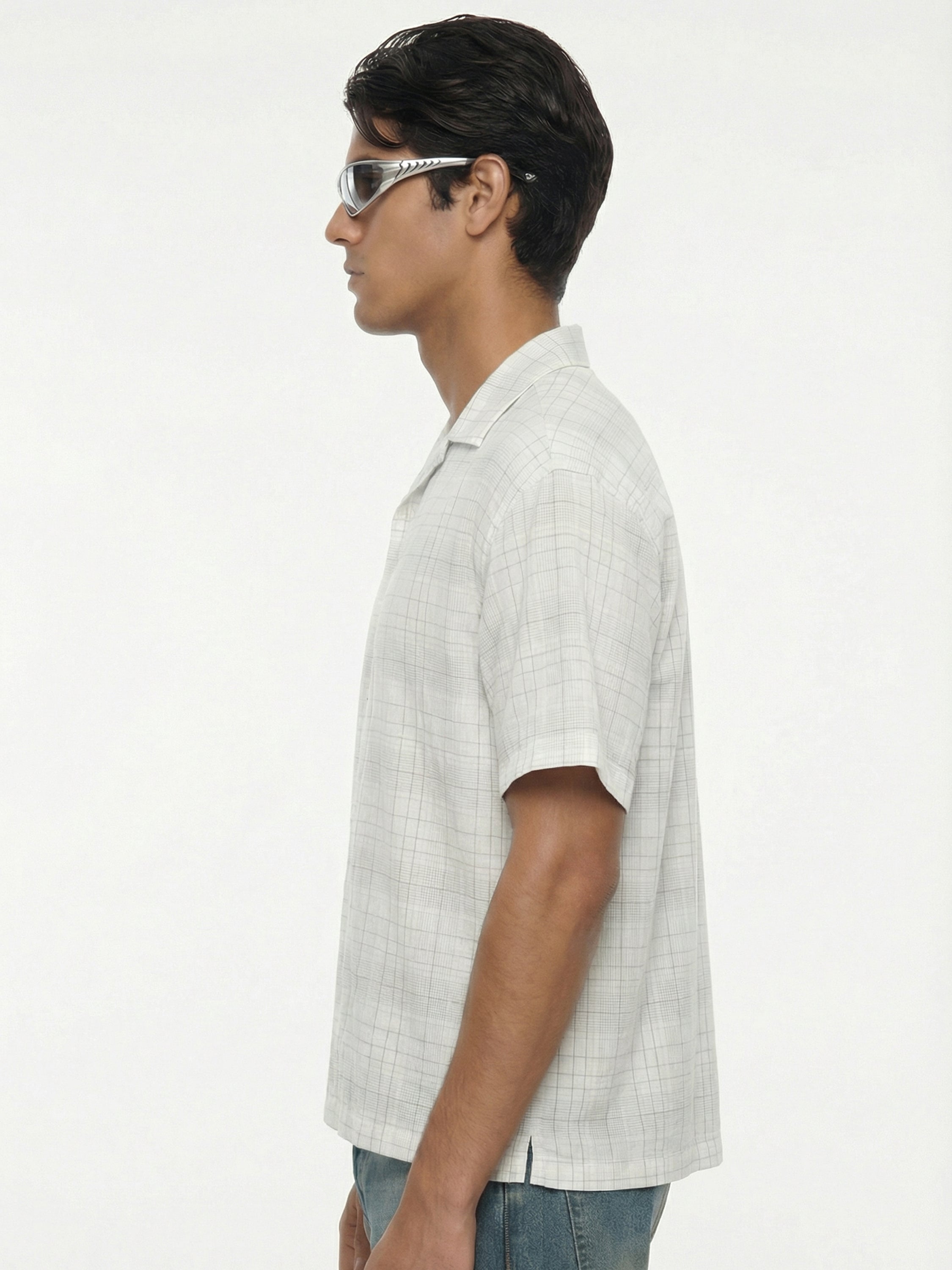 Highlander Men Cream Checked Relaxed Fit Casual Shirt - Cream - Image 4