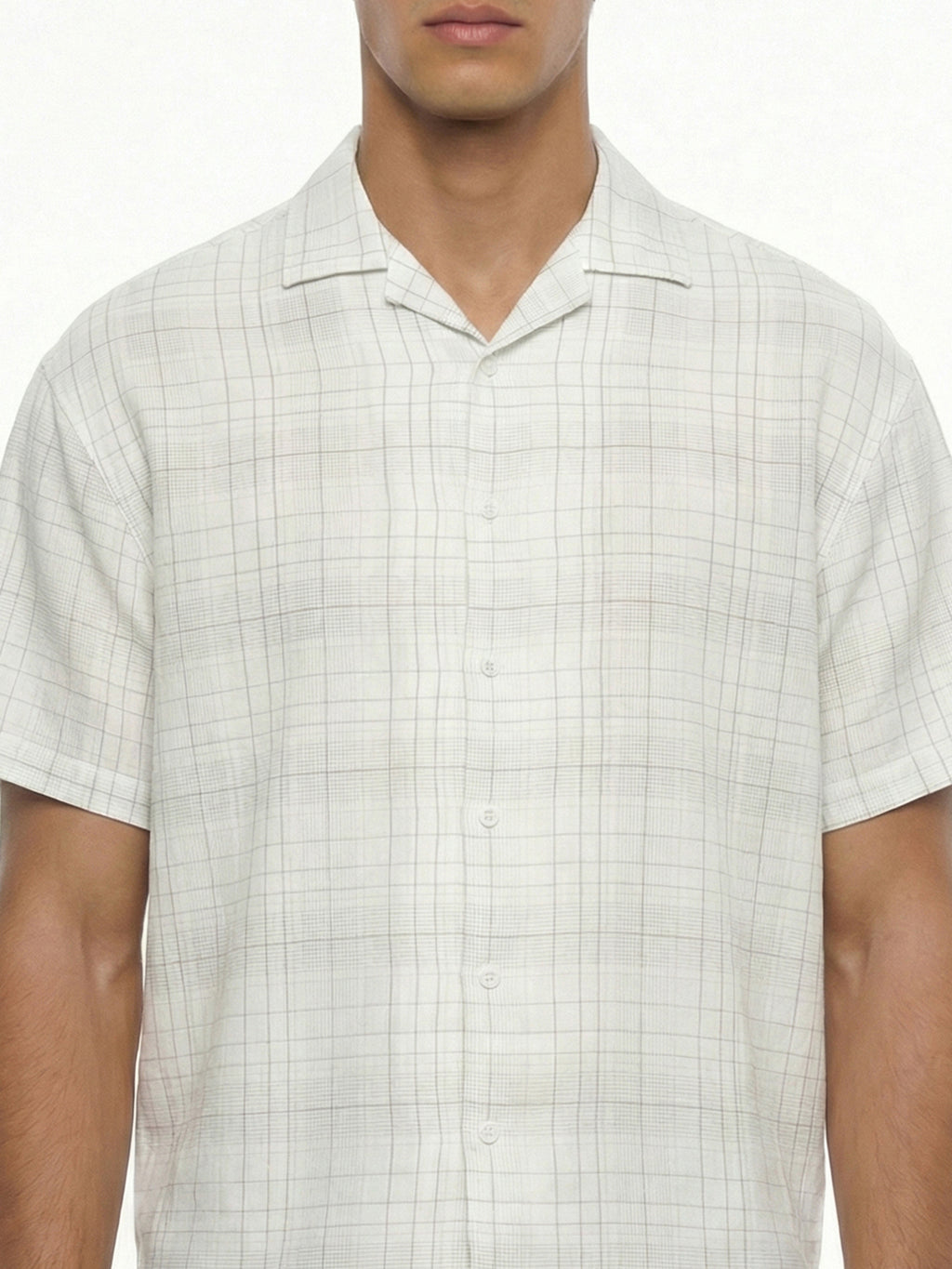 Highlander Men Cream Checked Relaxed Fit Casual Shirt - Cream - Image 5
