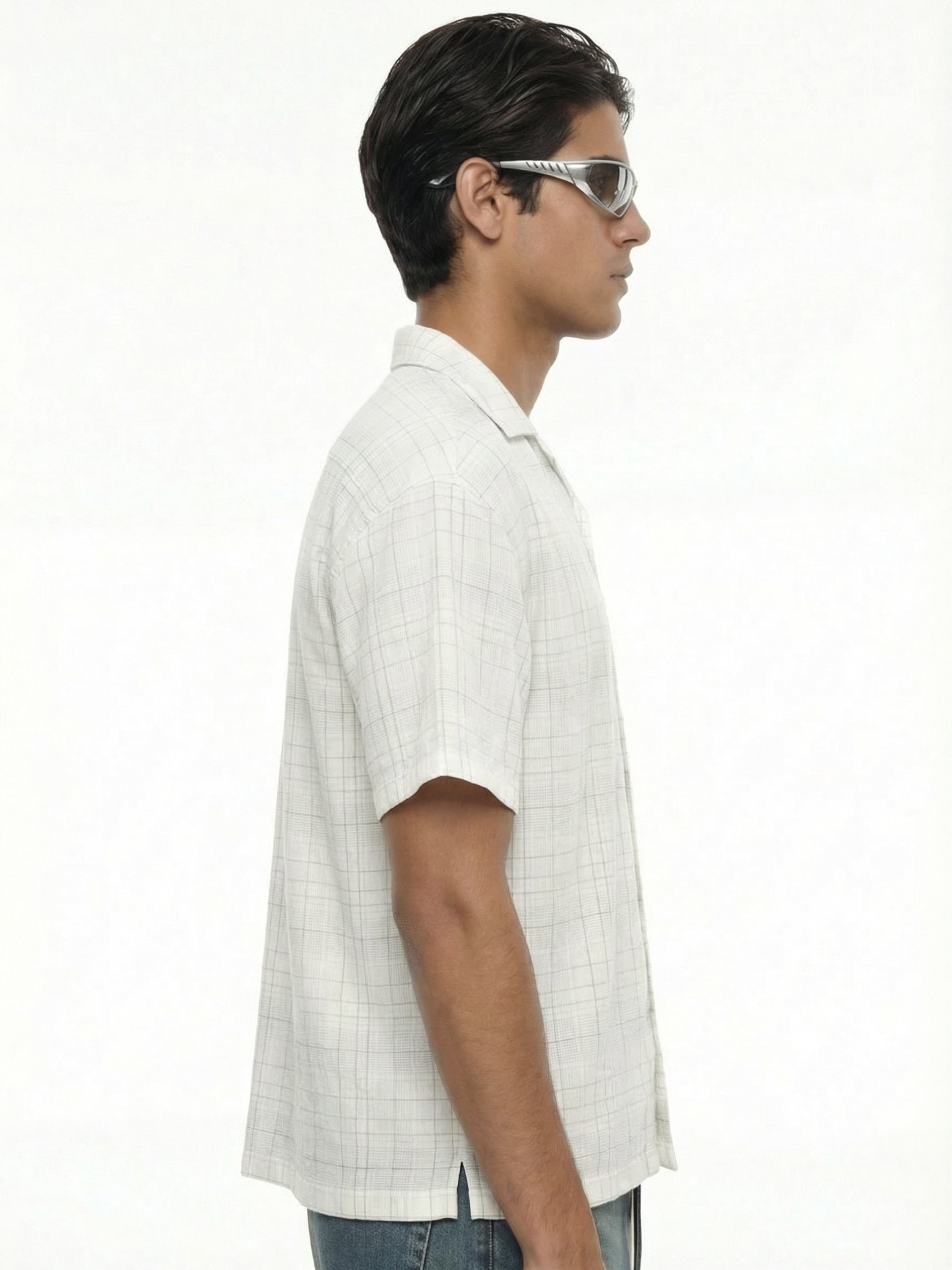 Highlander Men Cream Checked Relaxed Fit Casual Shirt - Cream - Image 6