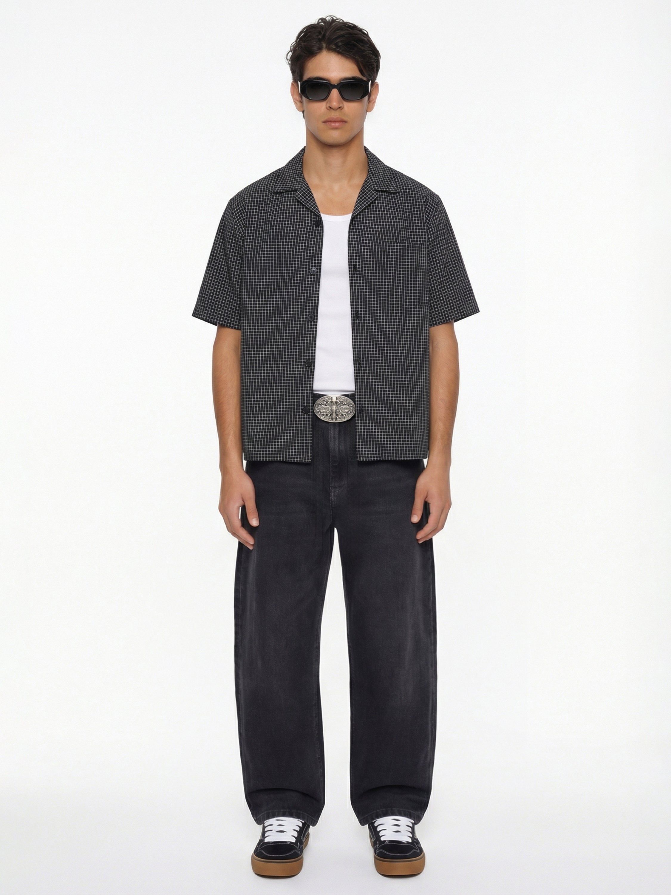 Highlander Men Black Checked Boxy Fit Casual Shirt - Black - Image 2