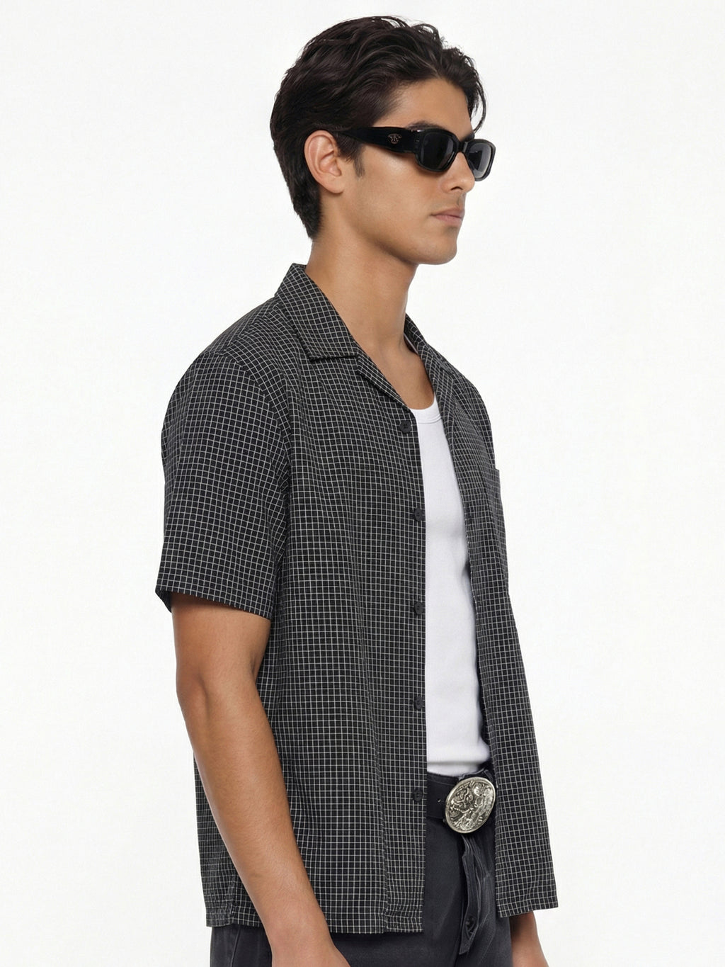 Highlander Men Black Checked Boxy Fit Casual Shirt - Black - Image 4