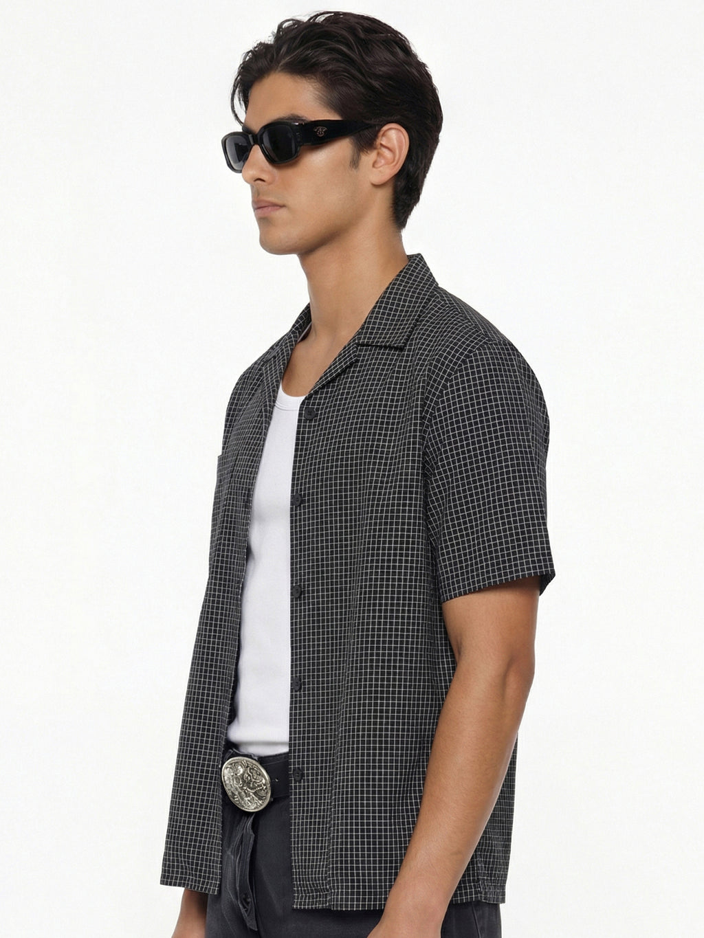 Highlander Men Black Checked Boxy Fit Casual Shirt - Black - Image 5