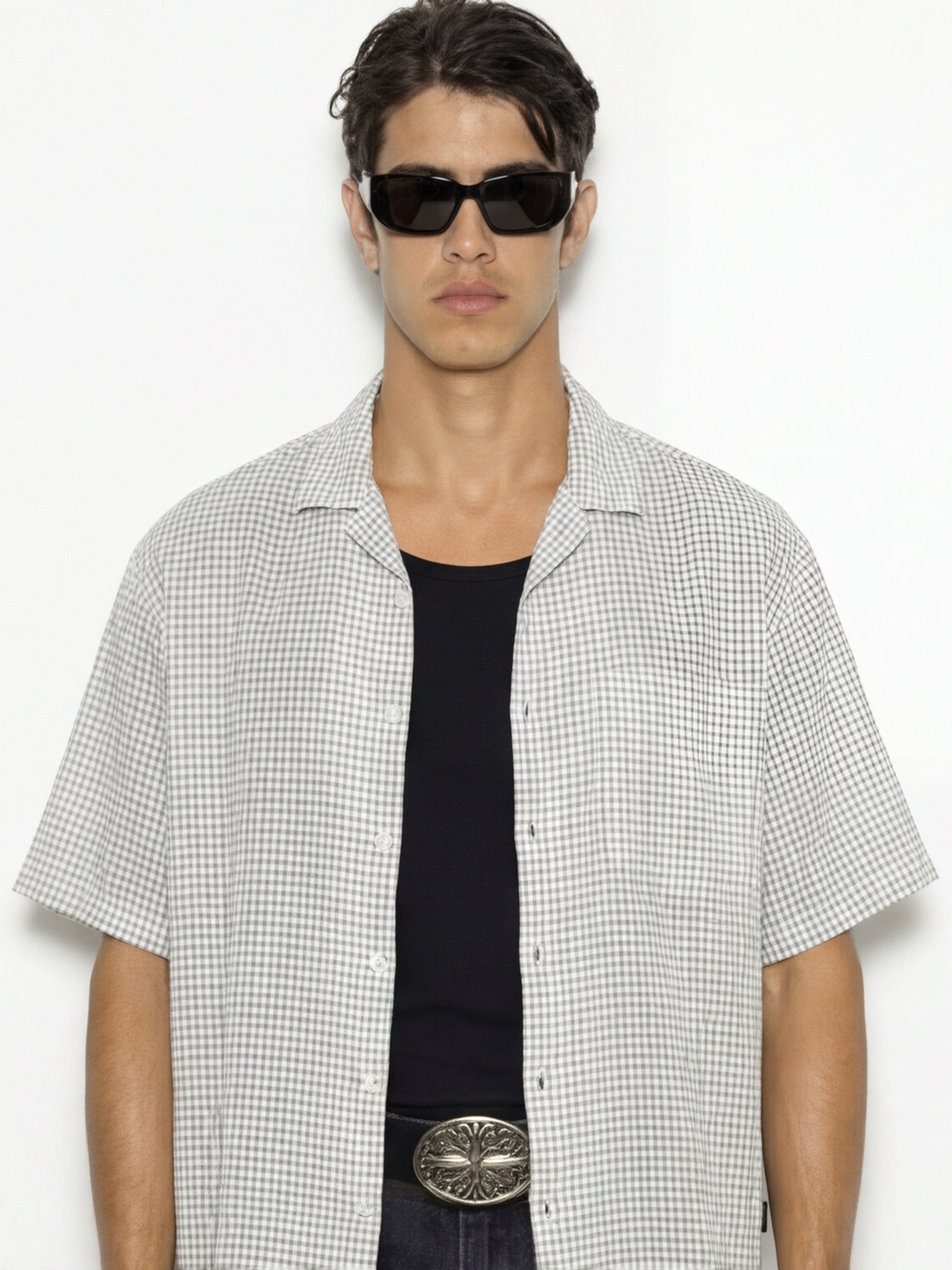 Highlander Men Off White Checked Boxy Fit Casual Shirt - Off White - Image 1