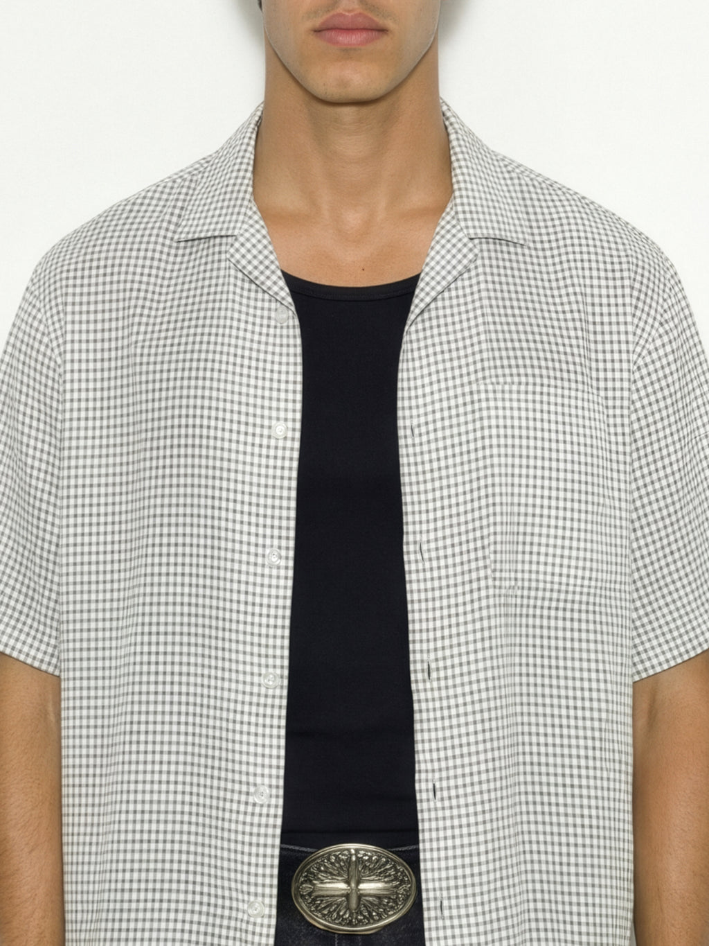 Highlander Men Off White Checked Boxy Fit Casual Shirt - Off White - Image 5