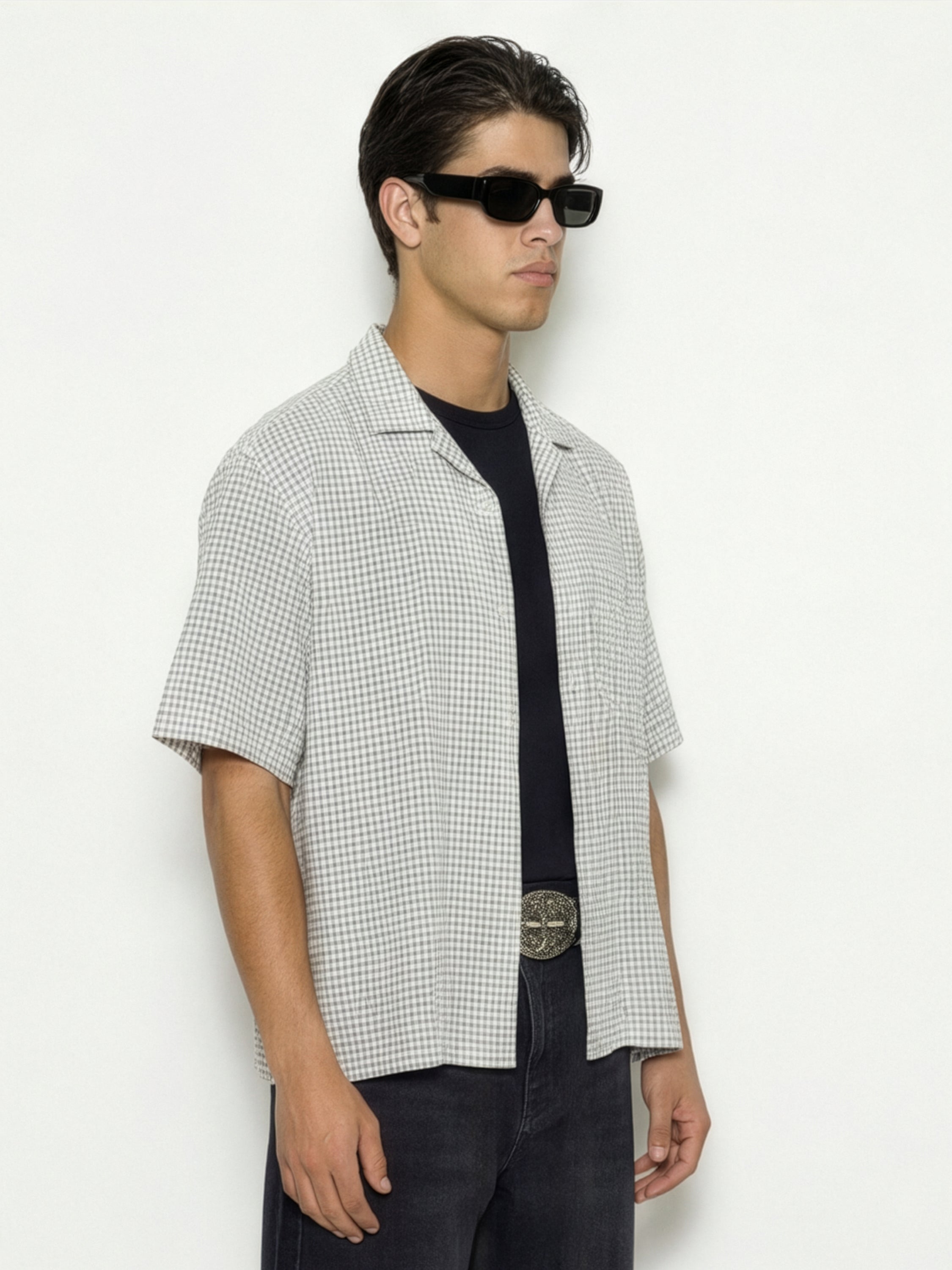 Highlander Men Off White Checked Boxy Fit Casual Shirt - Off White - Image 6