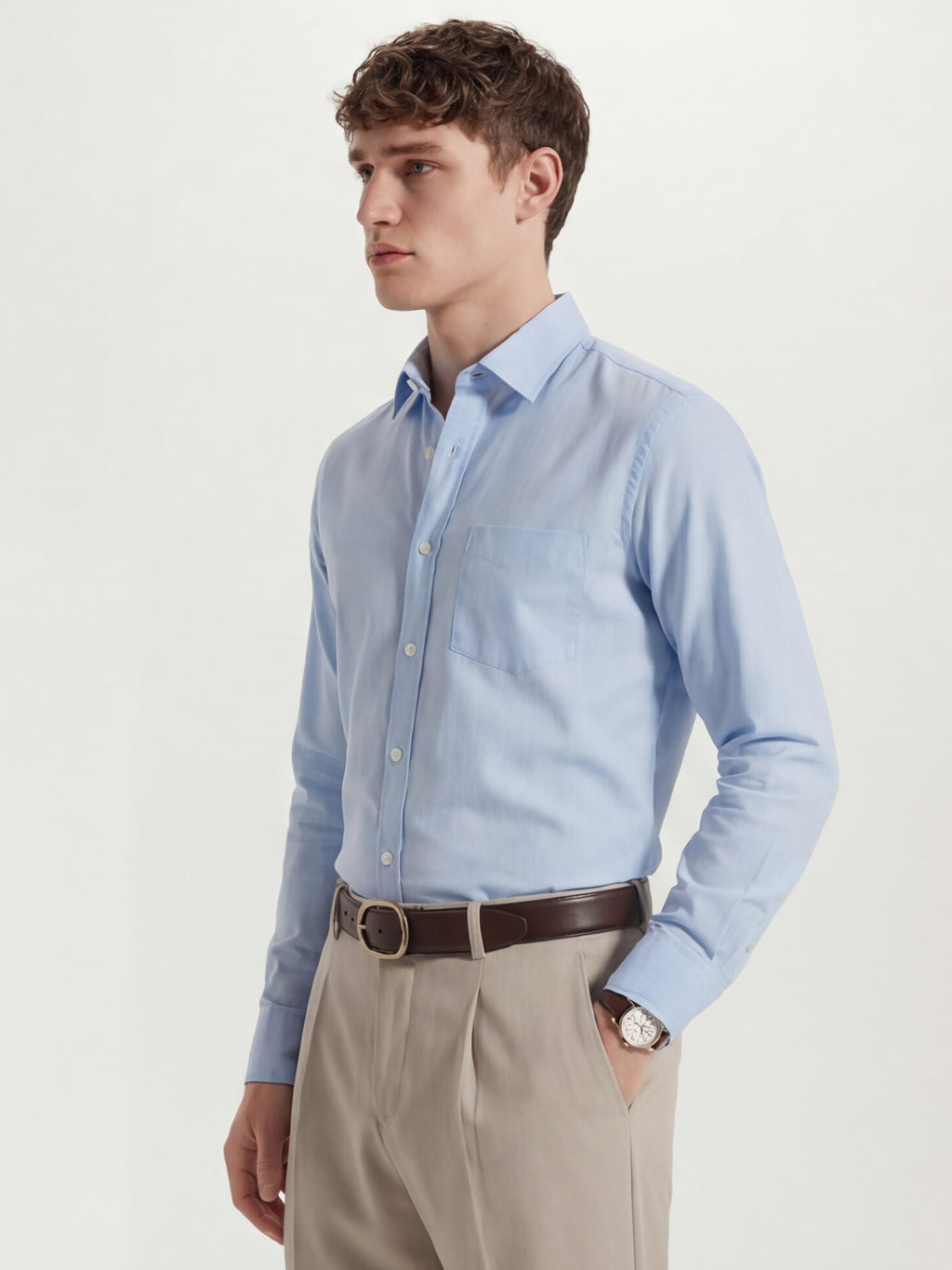 Highlander Men Blue Solid Slim Fit Casual Shirt - Blue - Image 4