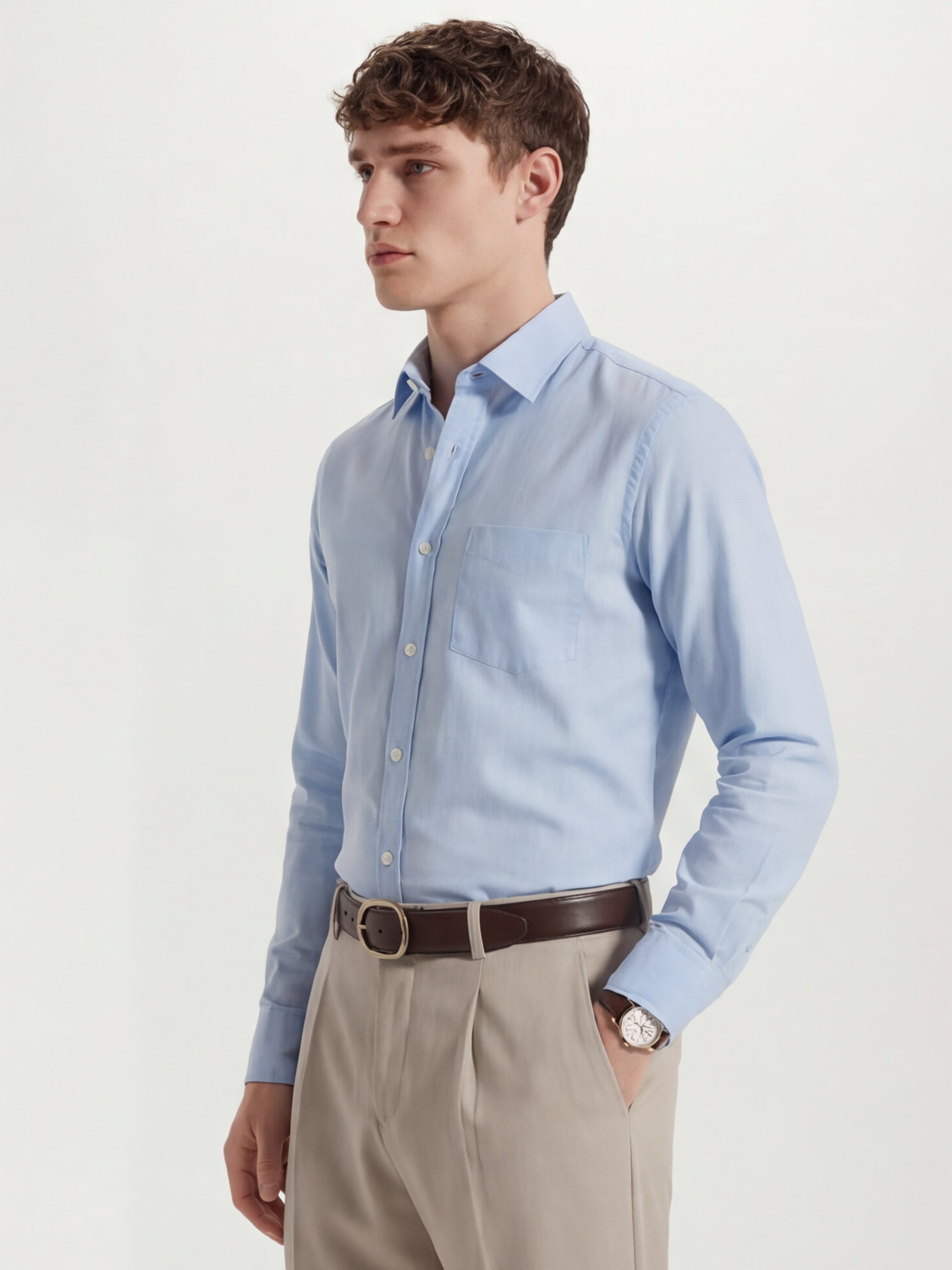 Highlander Men Blue Solid Slim Fit Casual Shirt - Blue - Image 4