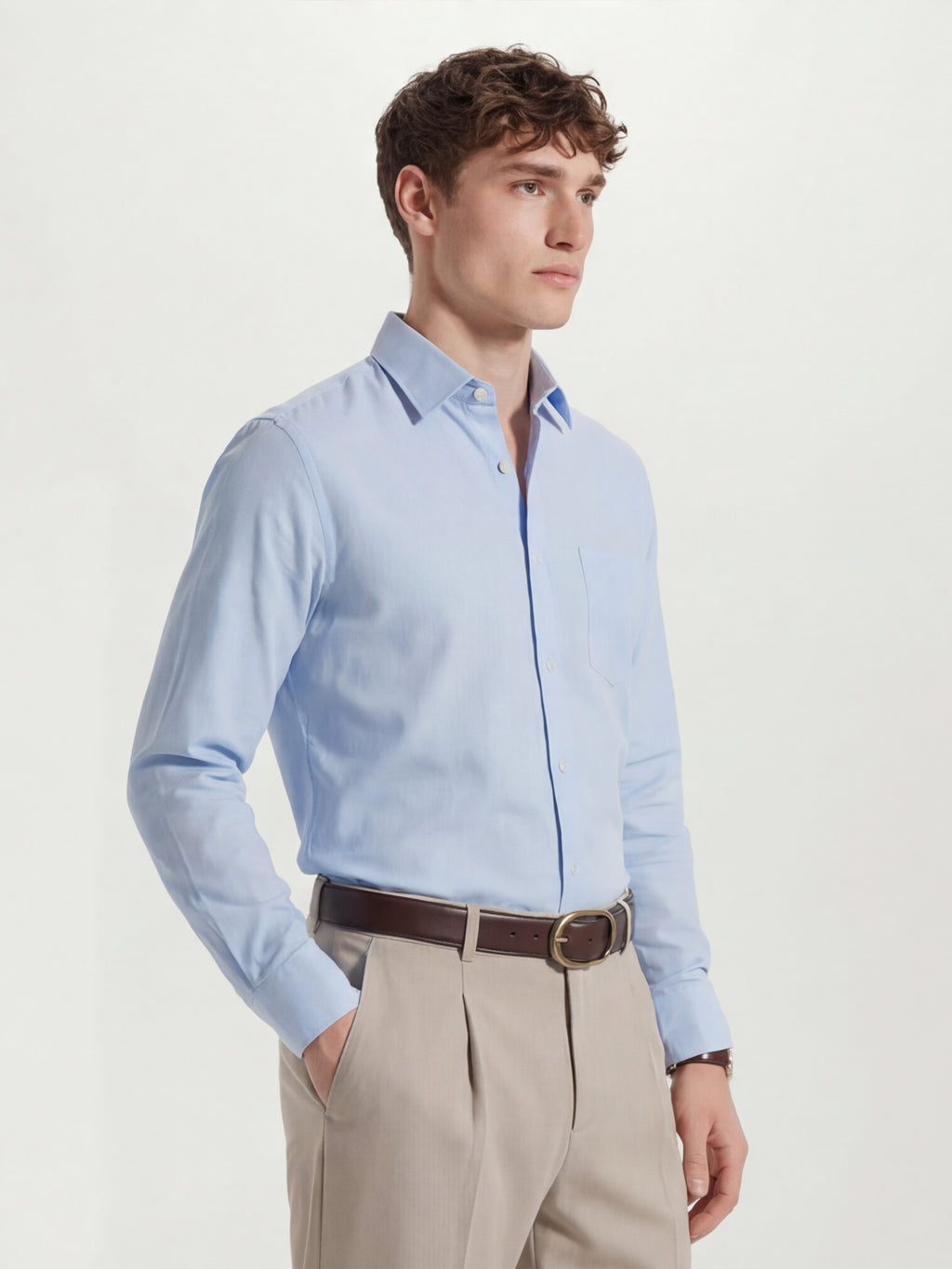 Highlander Men Blue Solid Slim Fit Casual Shirt - Blue - Image 6