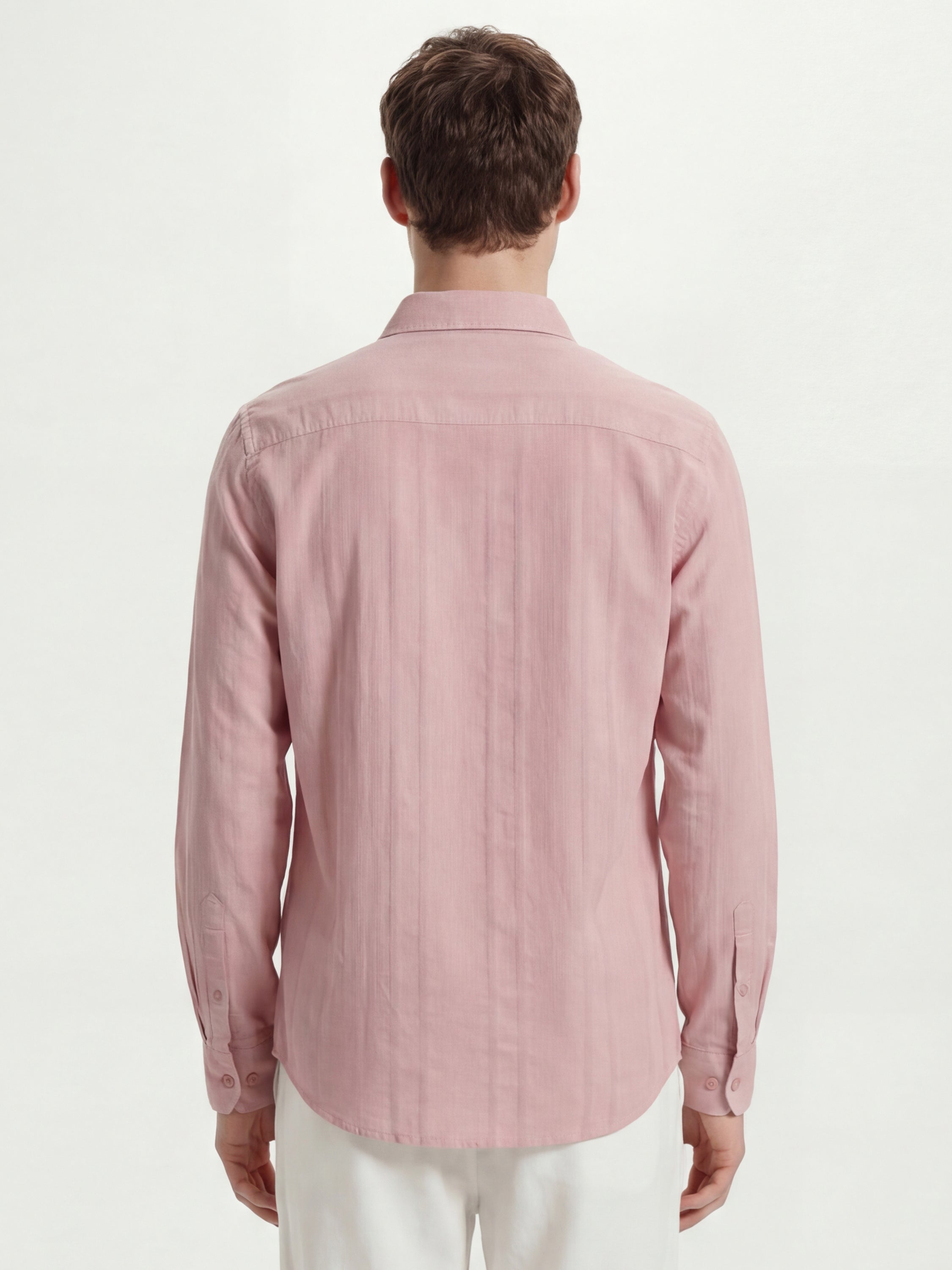 Highlander Men Pink Self Design Slim Fit Casual Shirt - Pink - Image 3