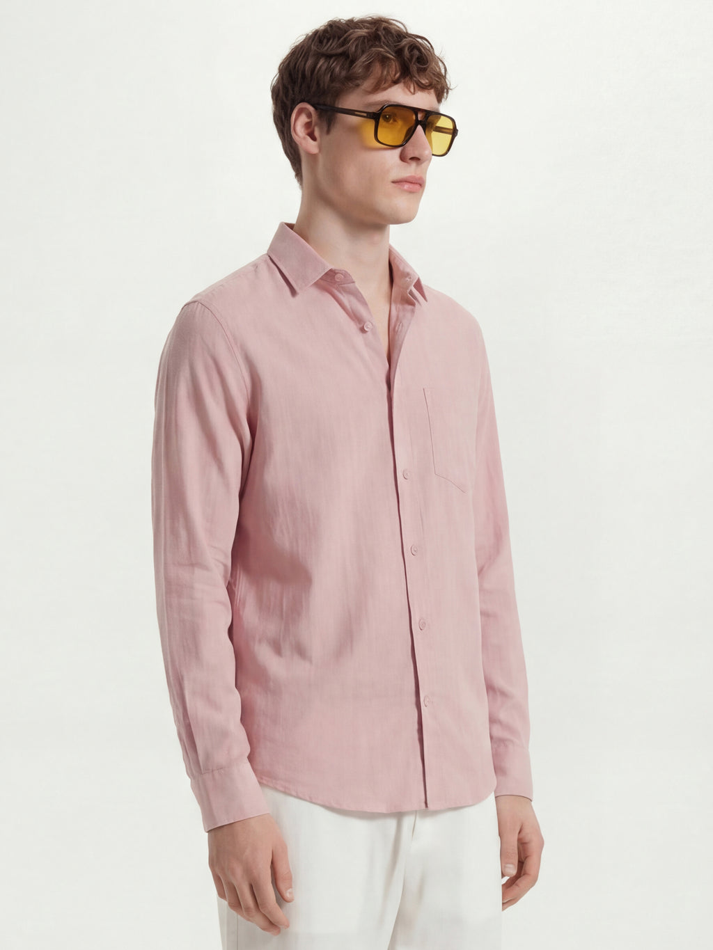 Highlander Men Pink Self Design Slim Fit Casual Shirt - Pink - Image 6
