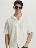 Highlander Men White Self Design Oversized Fit Casual Shirt - White - Image 1