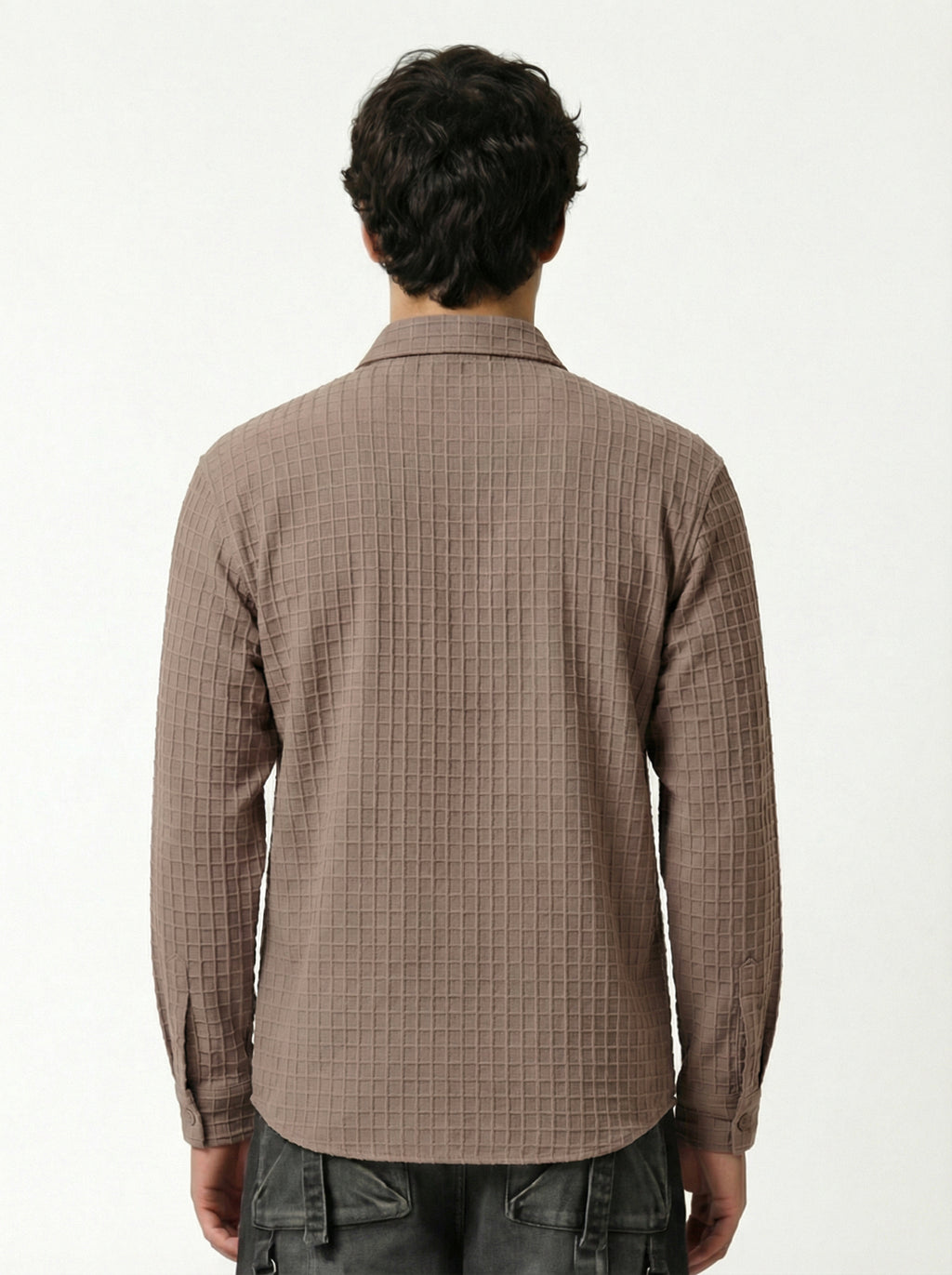 Highlander Men Tan Self Design Relaxed Fit Casual Shirt - Tan - Image 3