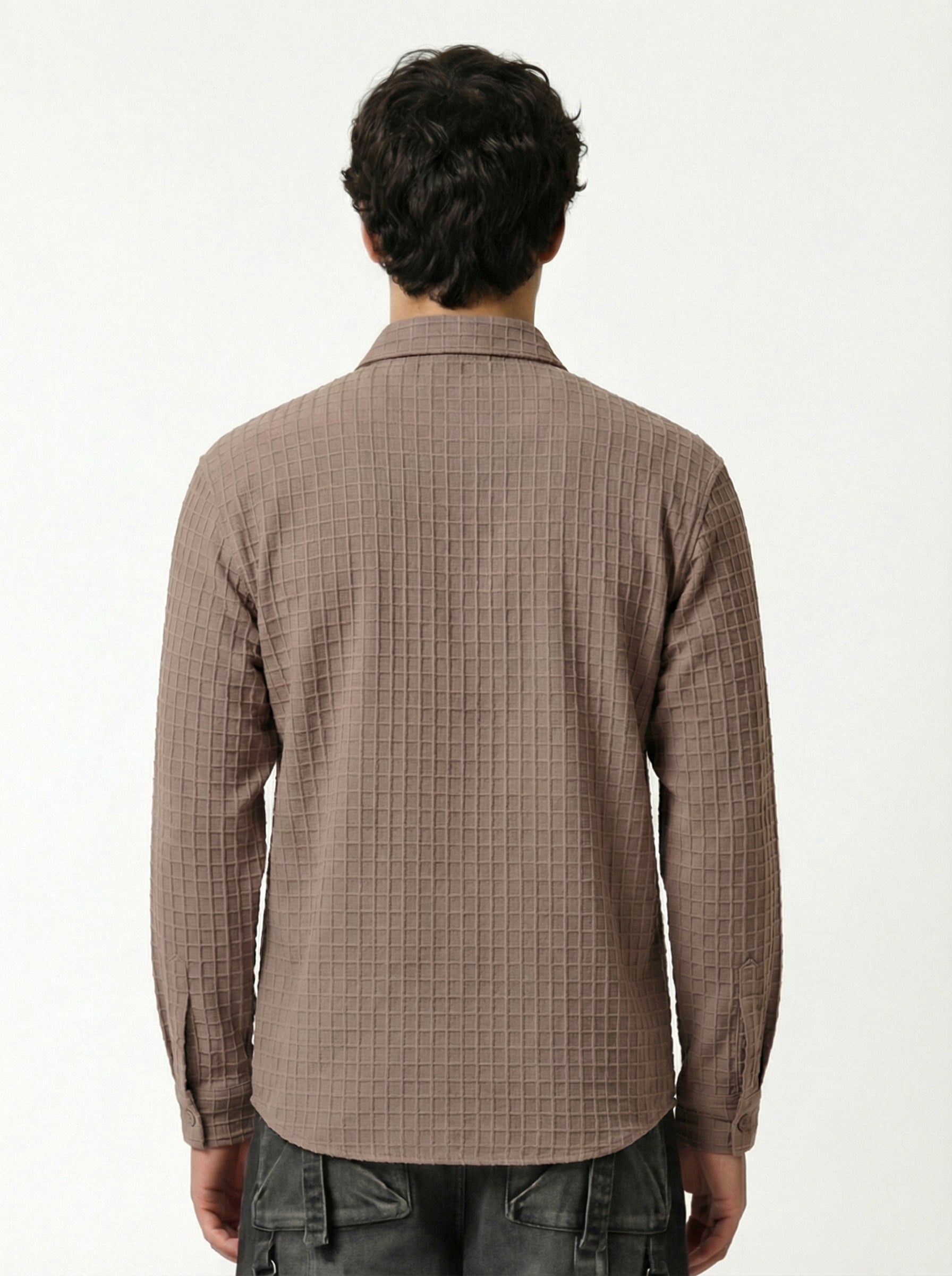 Highlander Men Tan Self Design Relaxed Fit Casual Shirt - Tan - Image 3