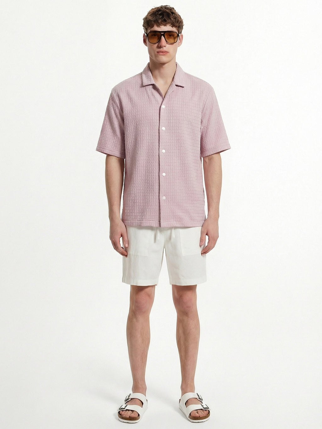 Highlander Men Pink Self Design Boxy Fit Casual Shirt - Pink - Image 2