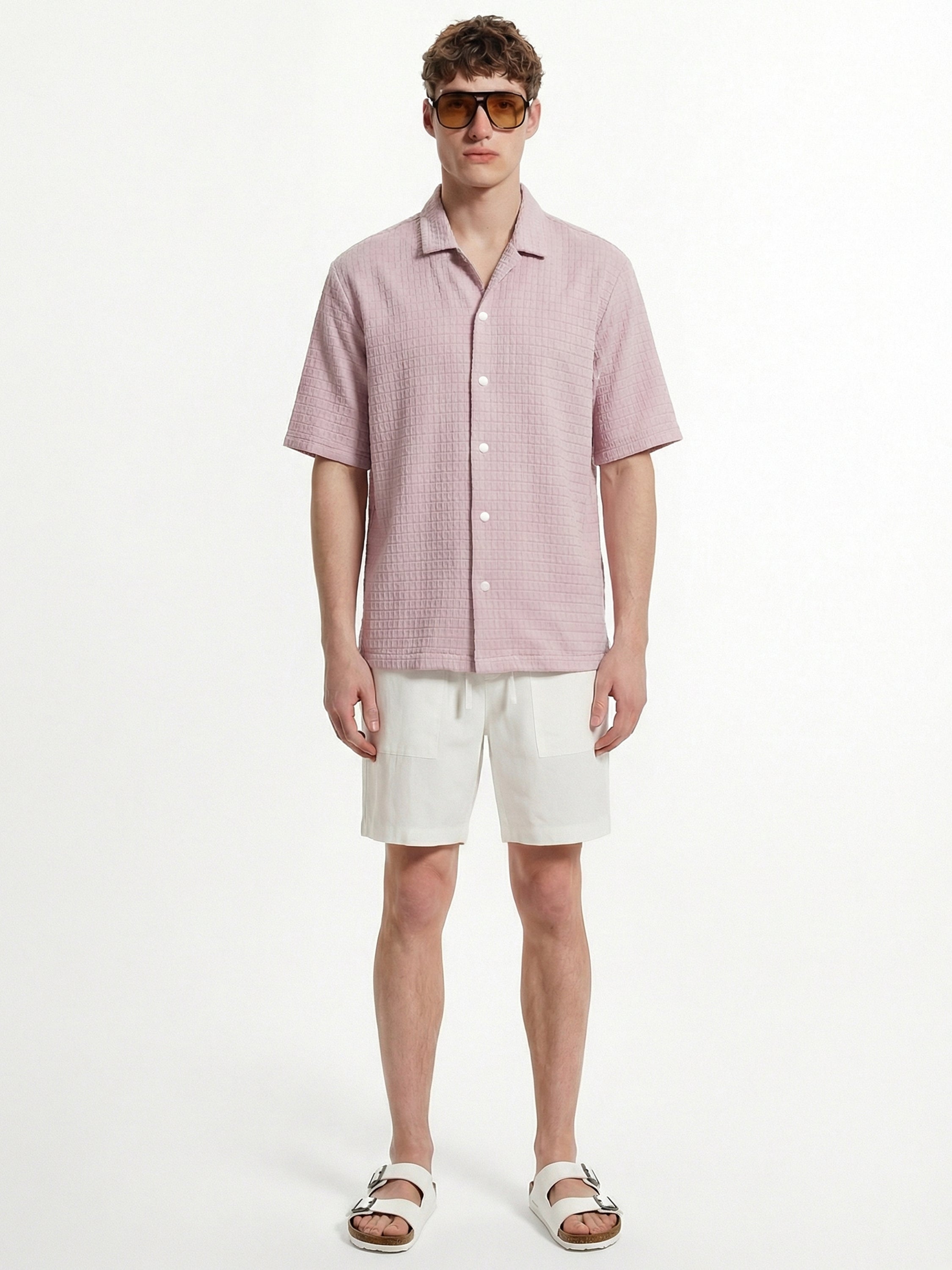 Highlander Men Pink Self Design Boxy Fit Casual Shirt - Pink - Image 2
