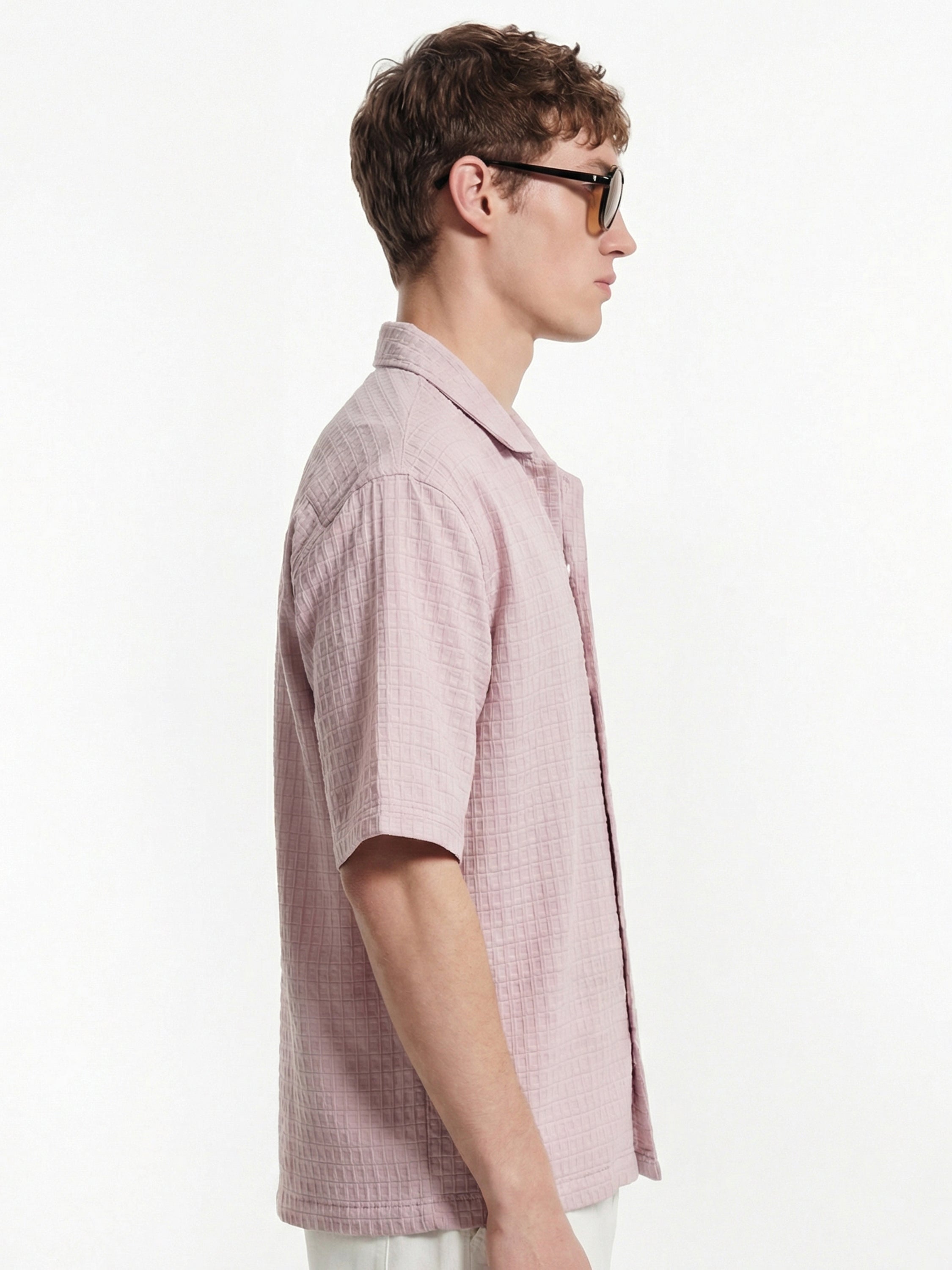 Highlander Men Pink Self Design Boxy Fit Casual Shirt - Pink - Image 4