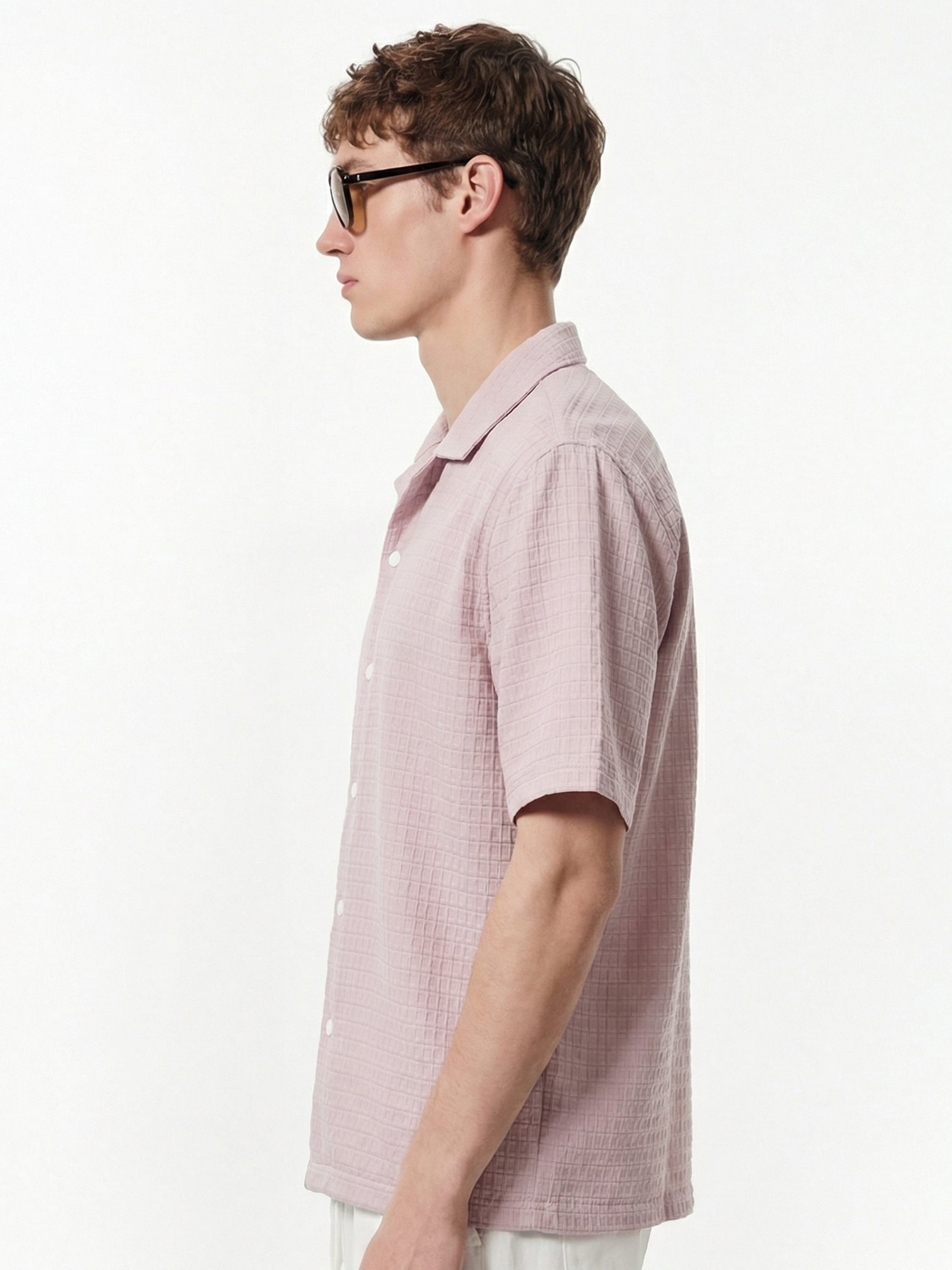 Highlander Men Pink Self Design Boxy Fit Casual Shirt - Pink - Image 5