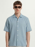 Highlander Men Blue Self Design Boxy Fit Casual Shirt - Blue - Image 1