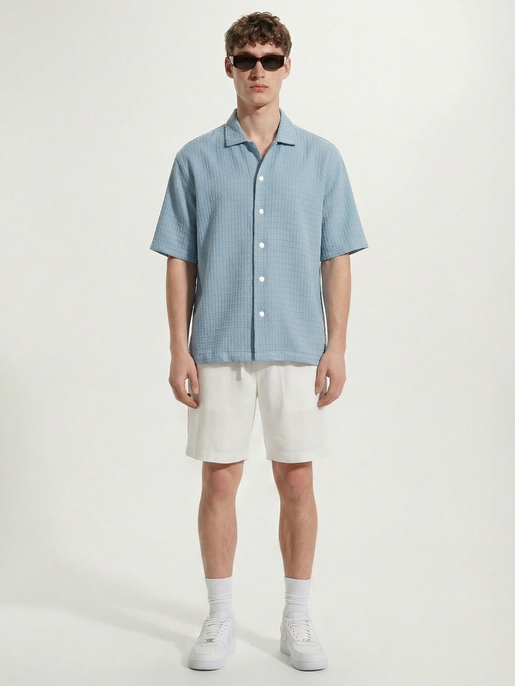 Highlander Men Blue Self Design Boxy Fit Casual Shirt - Blue - Image 2