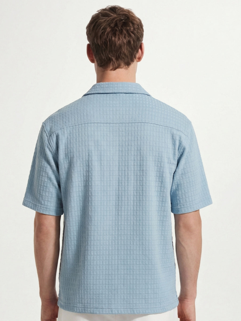 Highlander Men Blue Self Design Boxy Fit Casual Shirt - Blue - Image 3